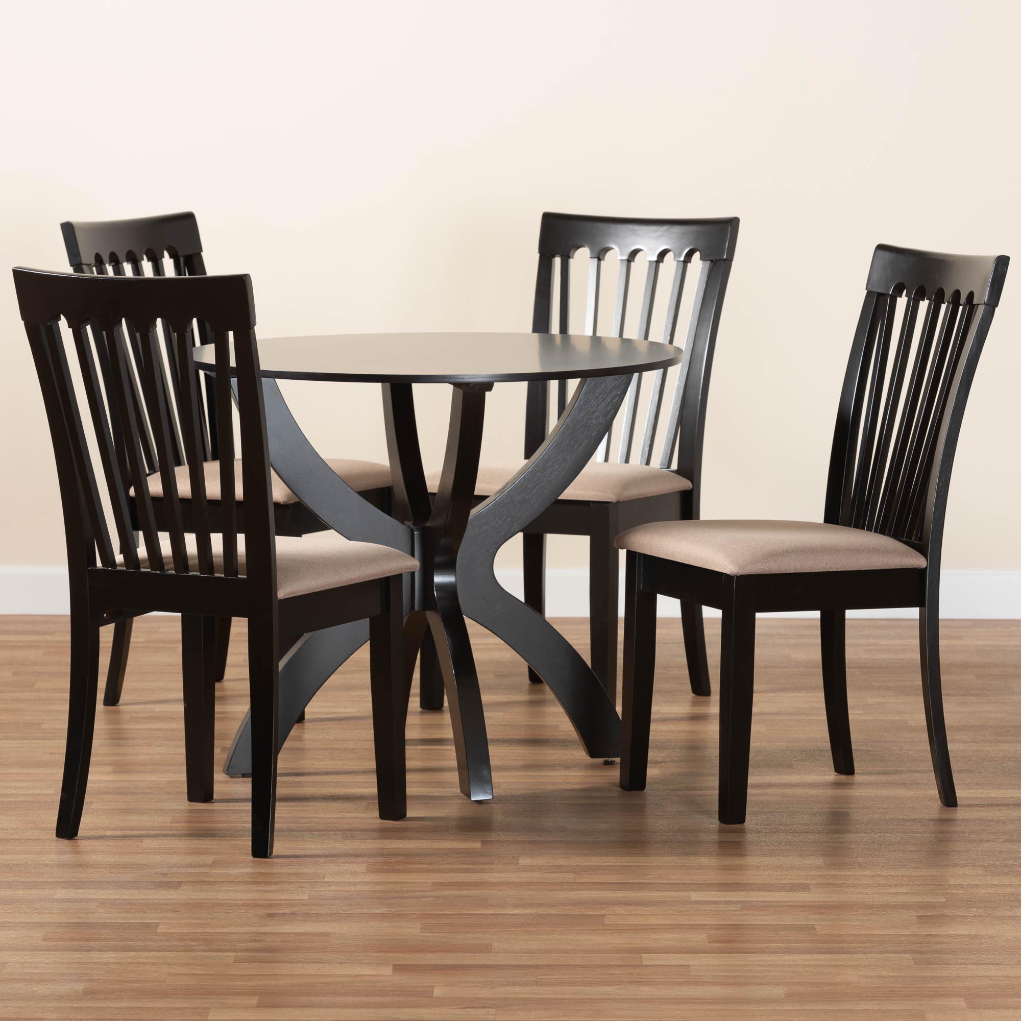 Baxton Studio Bailey Modern Sand Fabric and Dark Brown Finished Wood 5-Piece Dining Set