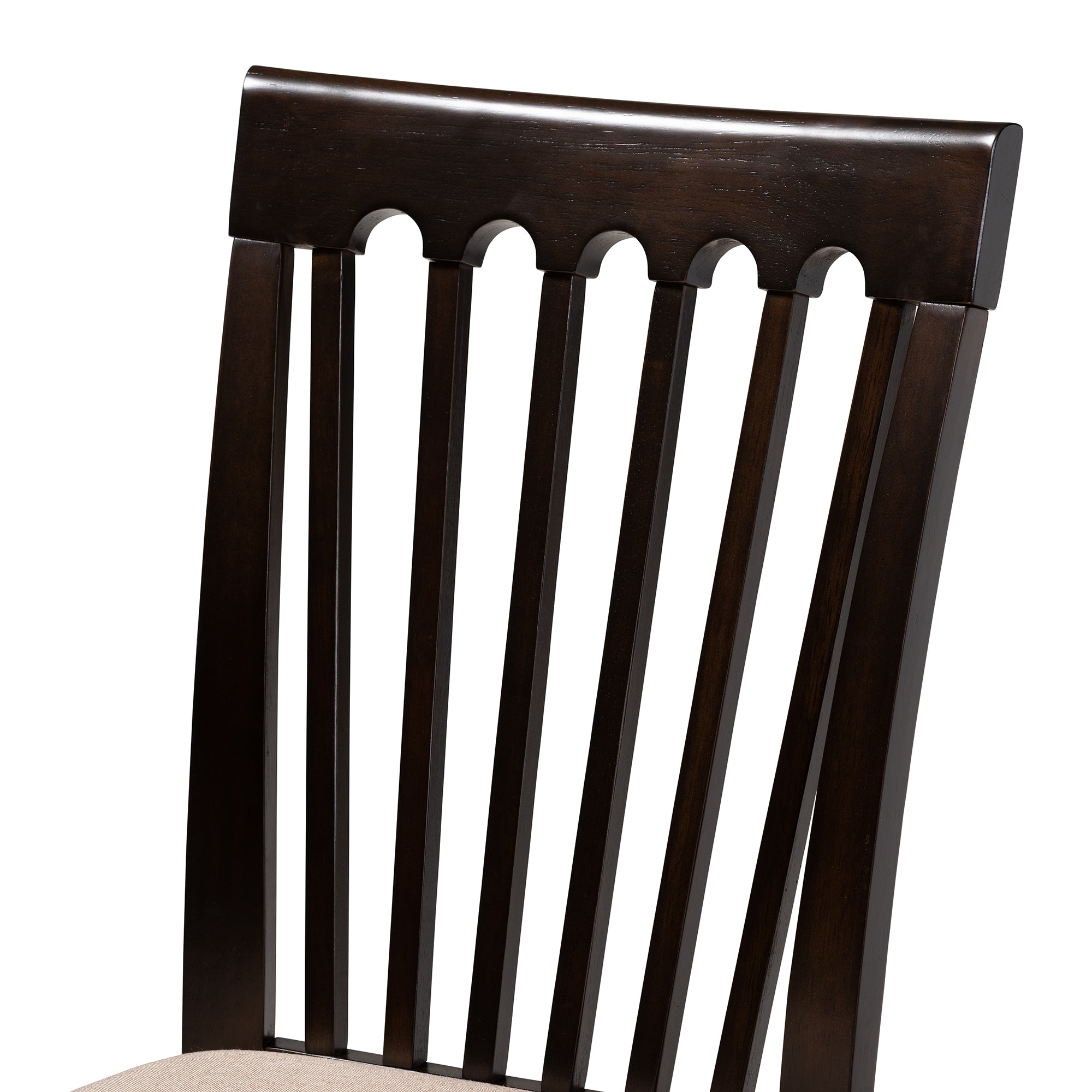 Baxton Studio Minette Modern and Contemporary Sand Fabric Upholstered Espresso Brown Finished Wood Dining Chair Set of 4