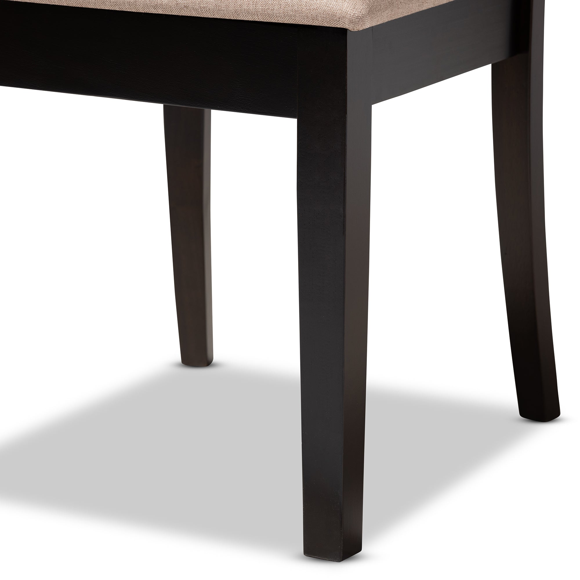 Baxton Studio Minette Modern and Contemporary Sand Fabric Upholstered Espresso Brown Finished Wood Dining Chair Set of 4