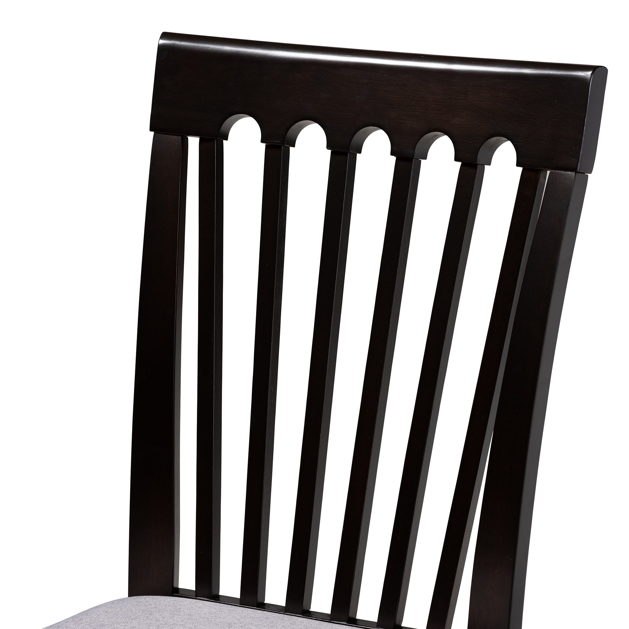 Baxton Studio Minette Modern and Contemporary Gray Fabric Upholstered Espresso Brown Finished Wood Dining Chair Set of 4