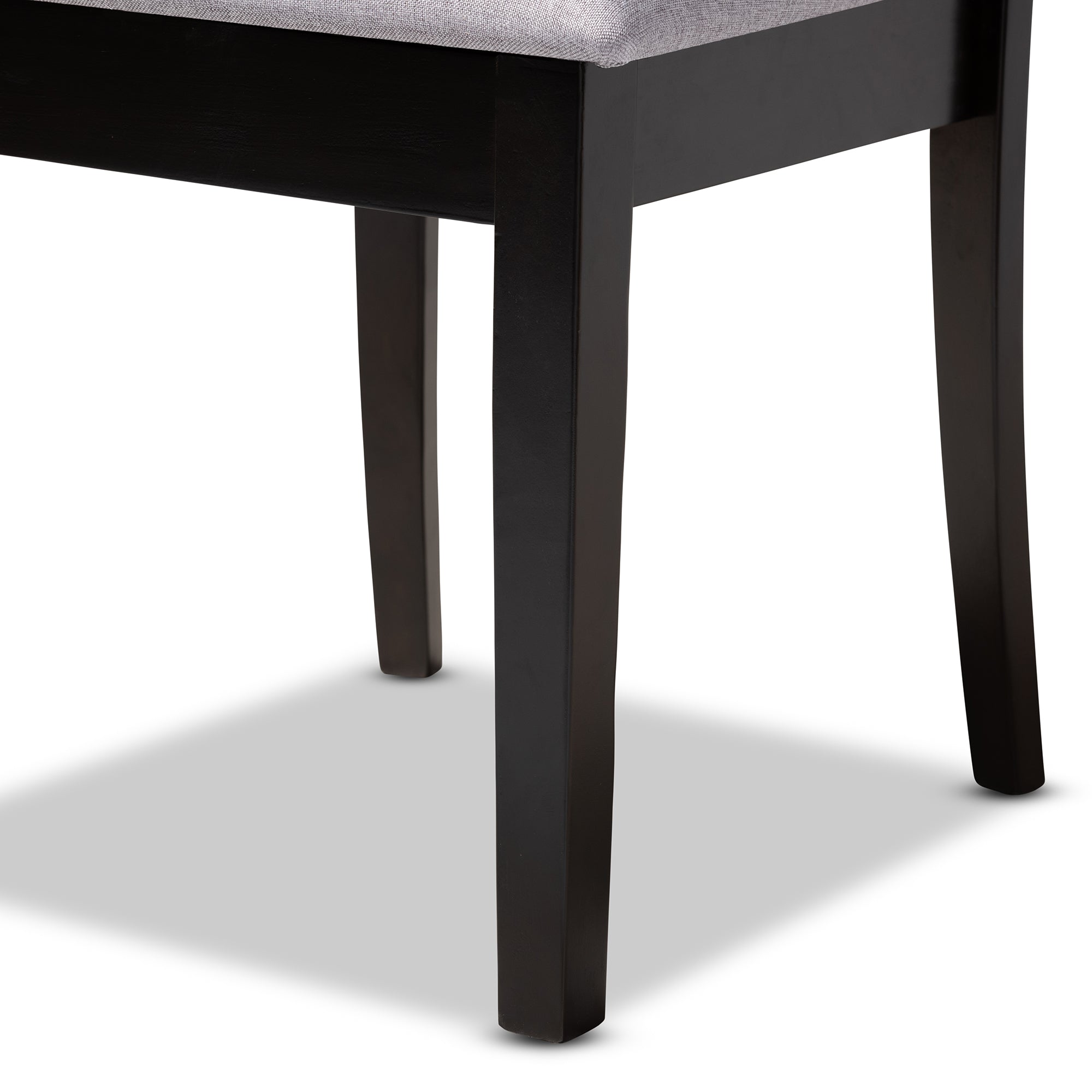 Baxton Studio Minette Modern and Contemporary Gray Fabric Upholstered Espresso Brown Finished Wood Dining Chair Set of 4