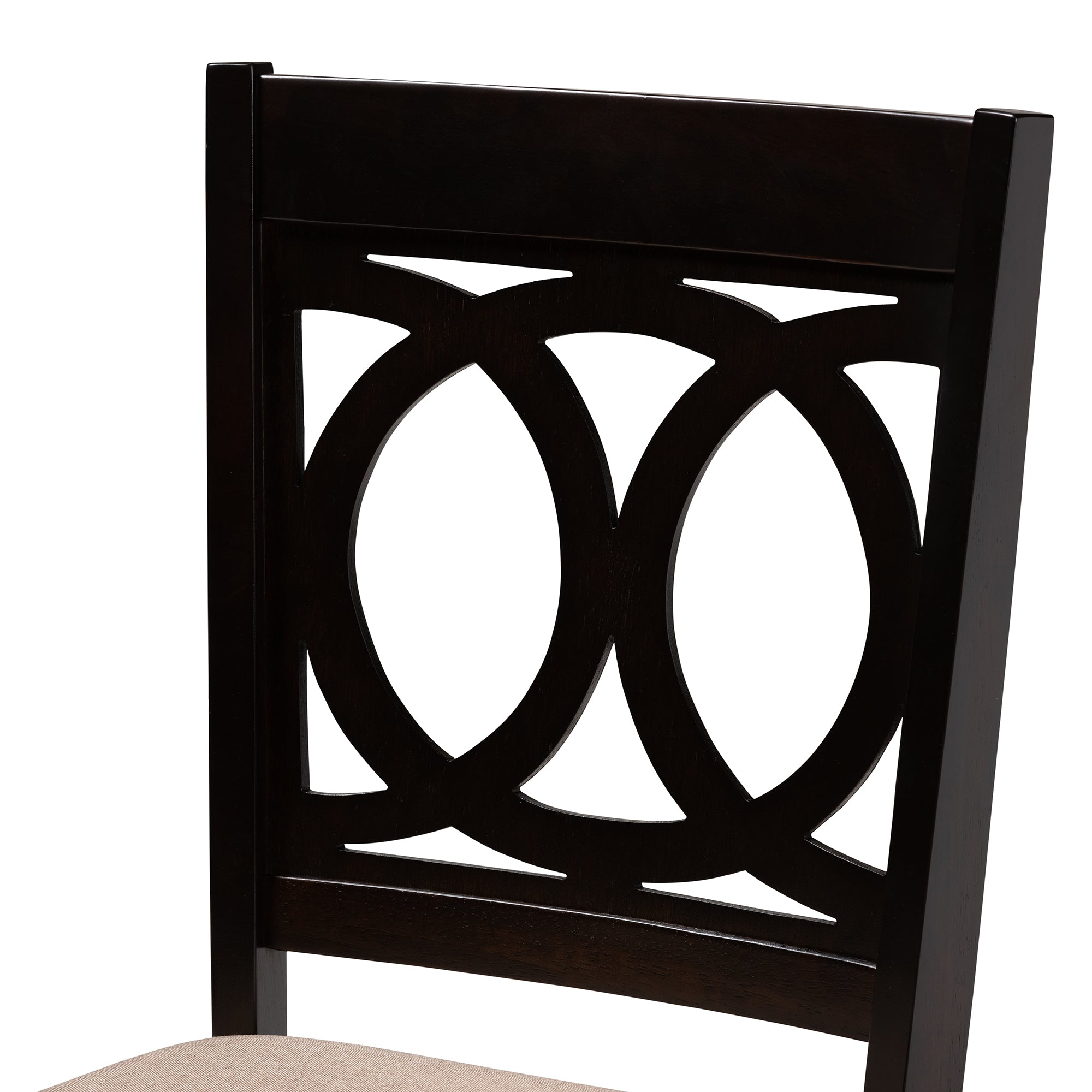 Baxton Studio Lenoir Modern and Contemporary Sand Fabric Upholstered Espresso Brown Finished Wood Dining Chair Set of 4