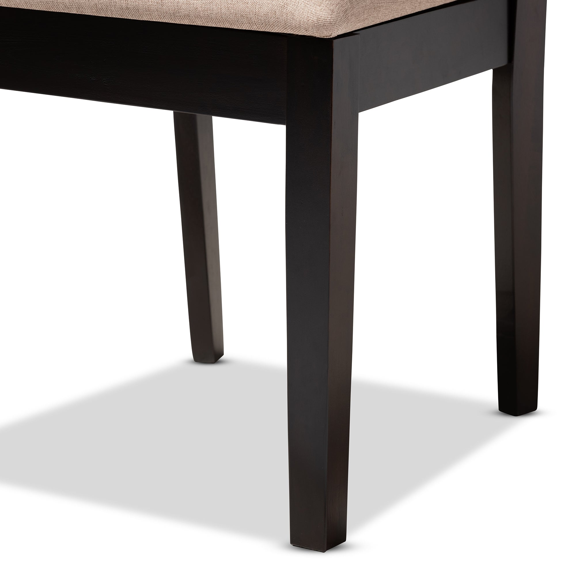 Baxton Studio Lenoir Modern and Contemporary Sand Fabric Upholstered Espresso Brown Finished Wood Dining Chair Set of 4