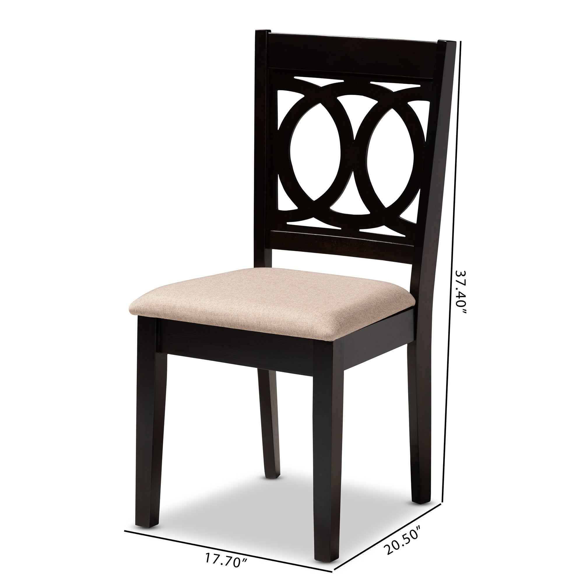 Baxton Studio Lenoir Modern and Contemporary Sand Fabric Upholstered Espresso Brown Finished Wood Dining Chair Set of 4