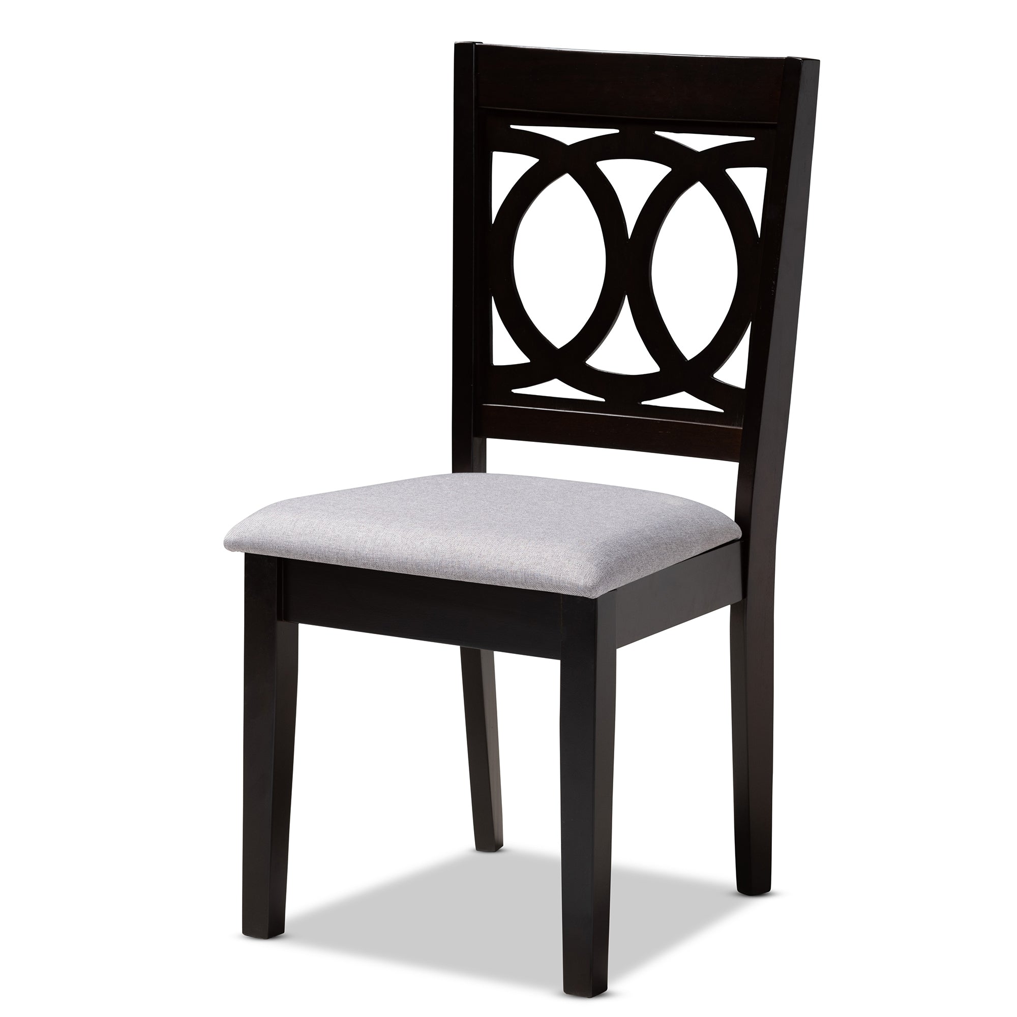 Baxton Studio Sanne Modern and Contemporary Grey Fabric Upholstered and Dark Brown Finished Wood 5-Piece Dining Set