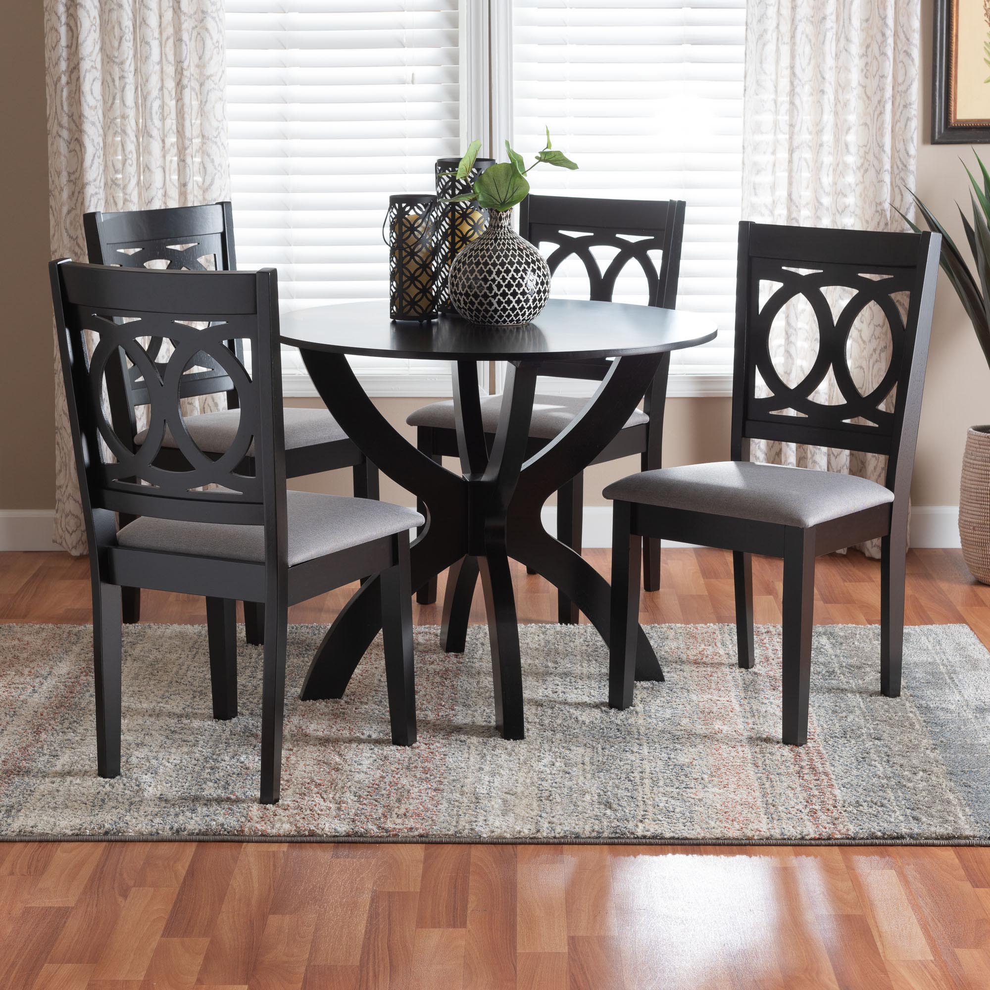 Baxton Studio Rita Modern Grey and Dark Brown Finished Wood 5-Piece Dining Set