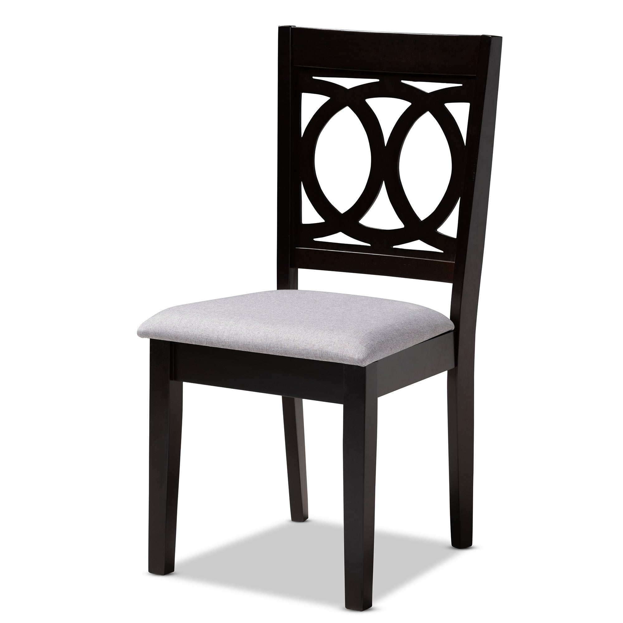 Baxton Studio Lenoir Modern and Contemporary Gray Fabric Upholstered Espresso Brown Finished Wood Dining Chair Set of 4