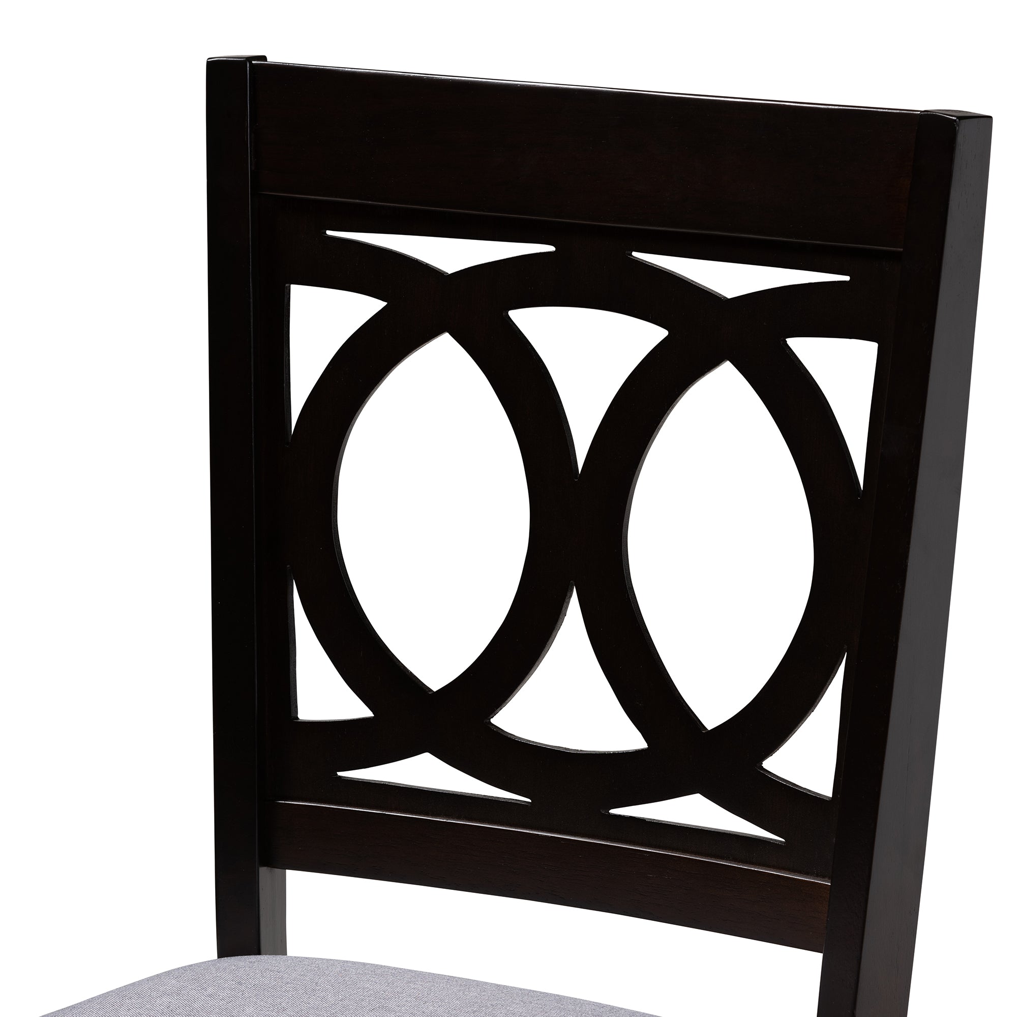 Baxton Studio Lenoir Modern and Contemporary Gray Fabric Upholstered Espresso Brown Finished Wood Dining Chair Set of 4