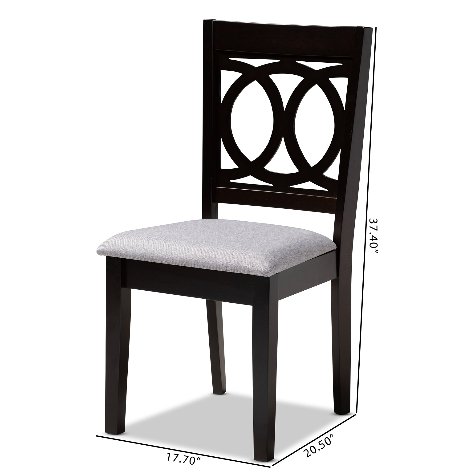 Baxton Studio Lenoir Modern and Contemporary Gray Fabric Upholstered Espresso Brown Finished Wood Dining Chair Set of 4