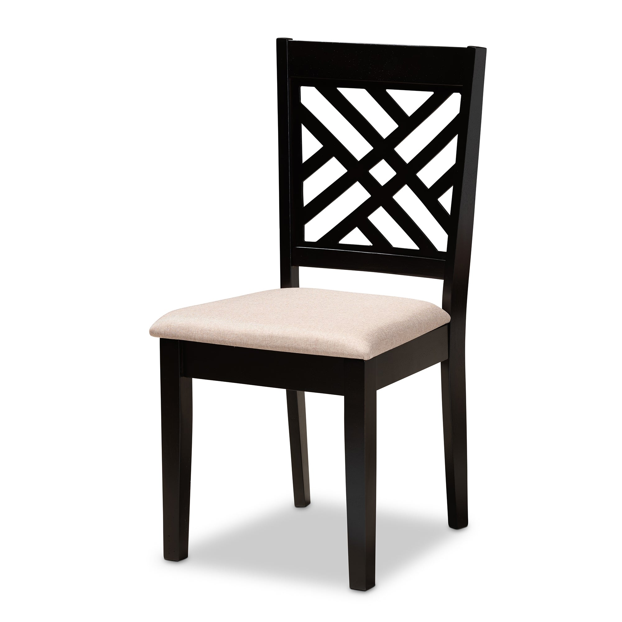 Baxton Studio Caron Modern and Contemporary Sand Fabric Upholstered Espresso Brown Finished Wood 7-Piece Dining Set
