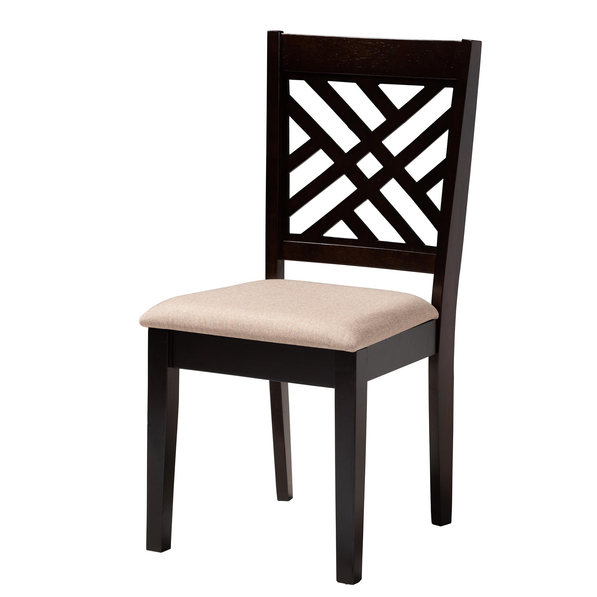 Baxton Studio Norah Modern Sand Fabric and Dark Brown Finished Wood 5-Piece Dining Set