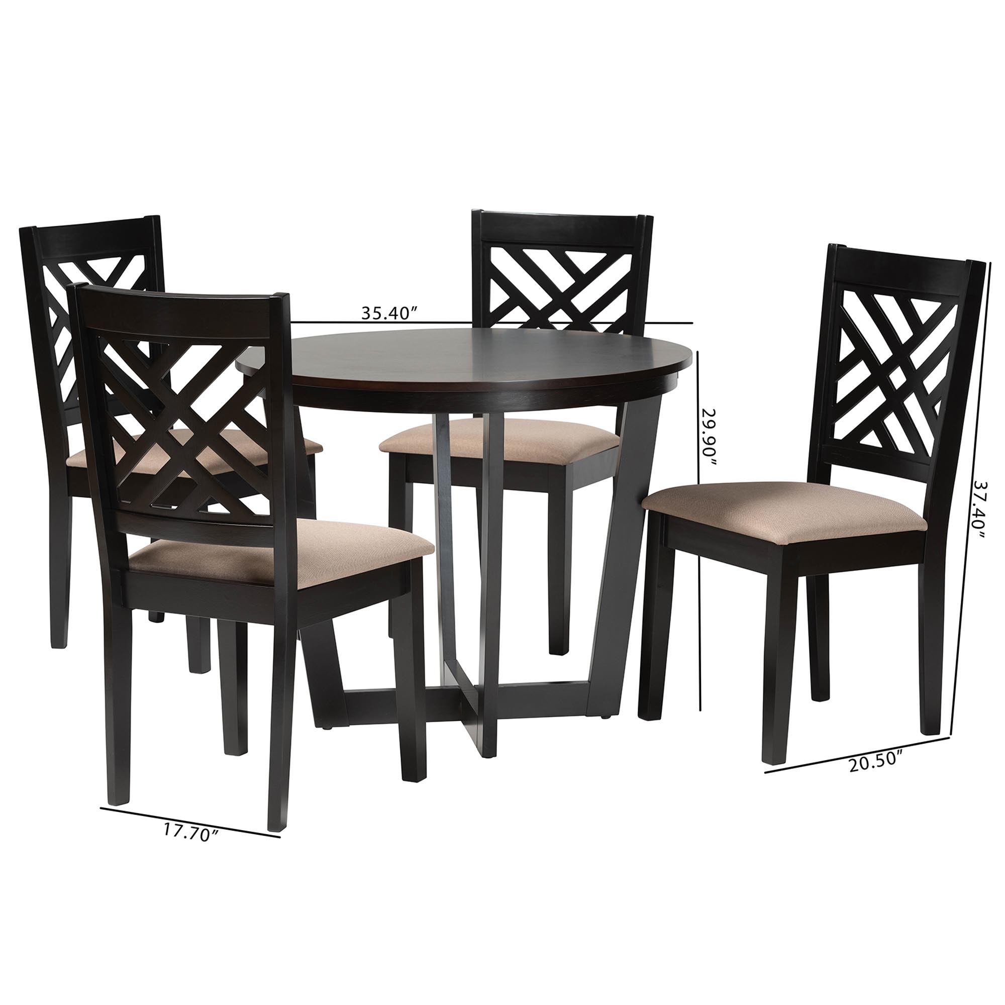 Baxton Studio Alena Modern Sand Fabric and Dark Brown Finished Wood 5-Piece Dining Set