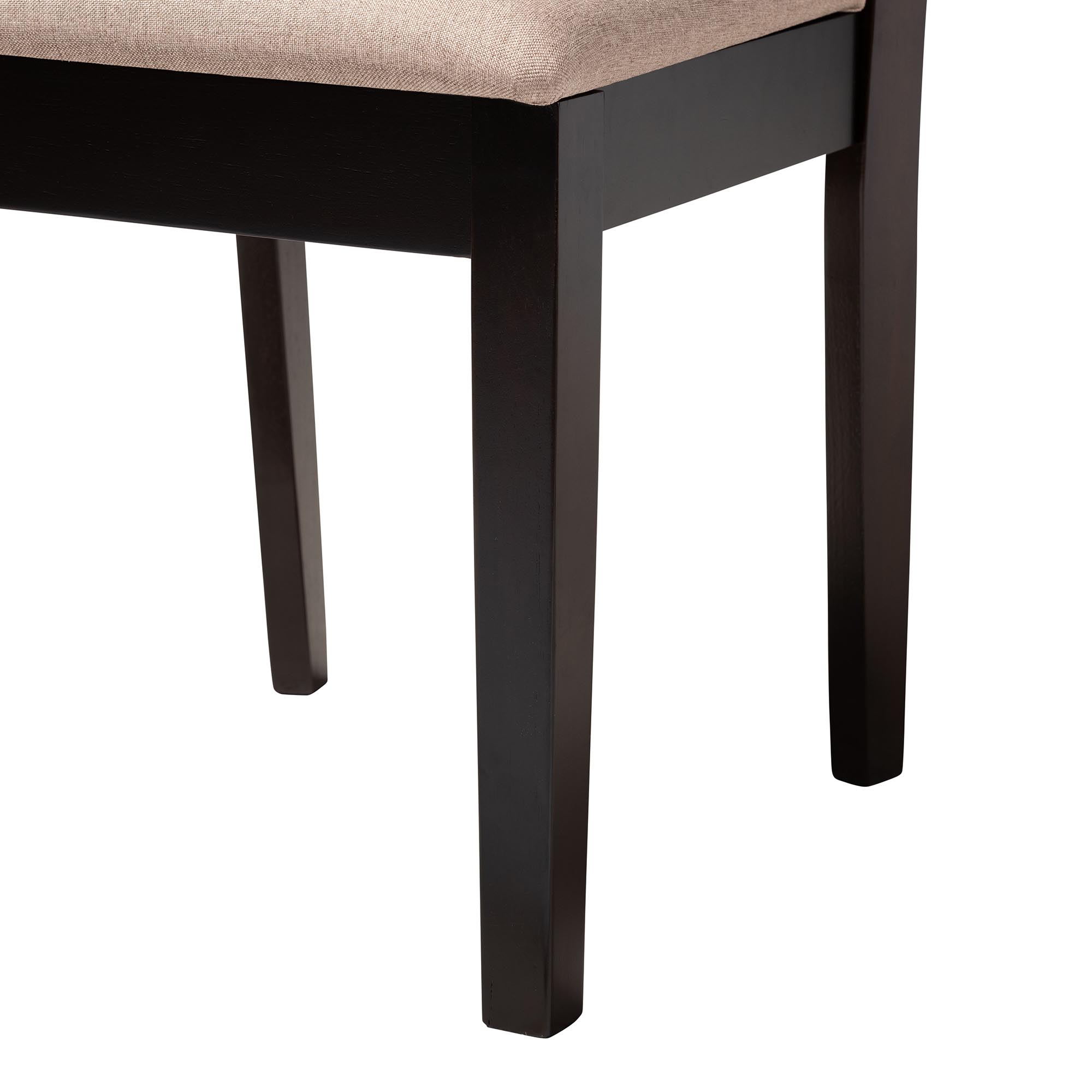 Baxton Studio Gustavo Modern Sand Fabric and Walnut Brown Finished Wood 6-Piece Dining Set