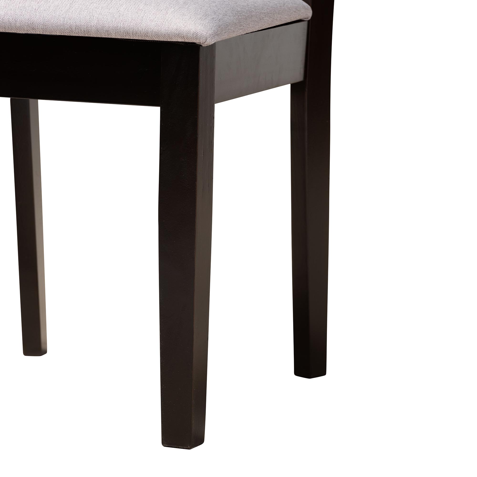 Baxton Studio Alena Modern Grey Fabric and Dark Brown Finished Wood 5-Piece Dining Set