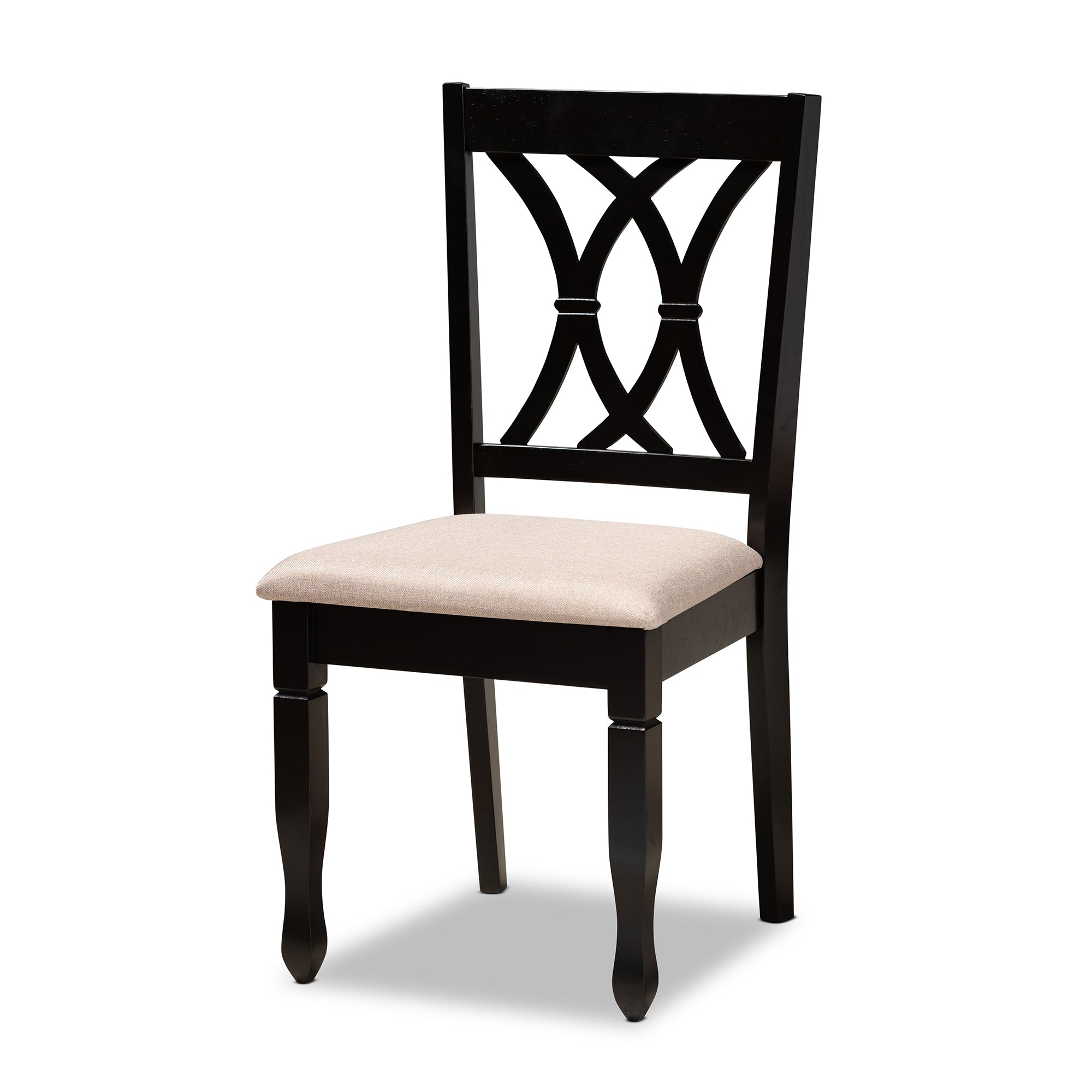 Baxton Studio Reneau Modern and Contemporary Sand Fabric Upholstered Espresso Brown Finished Wood 7-Piece Dining Set