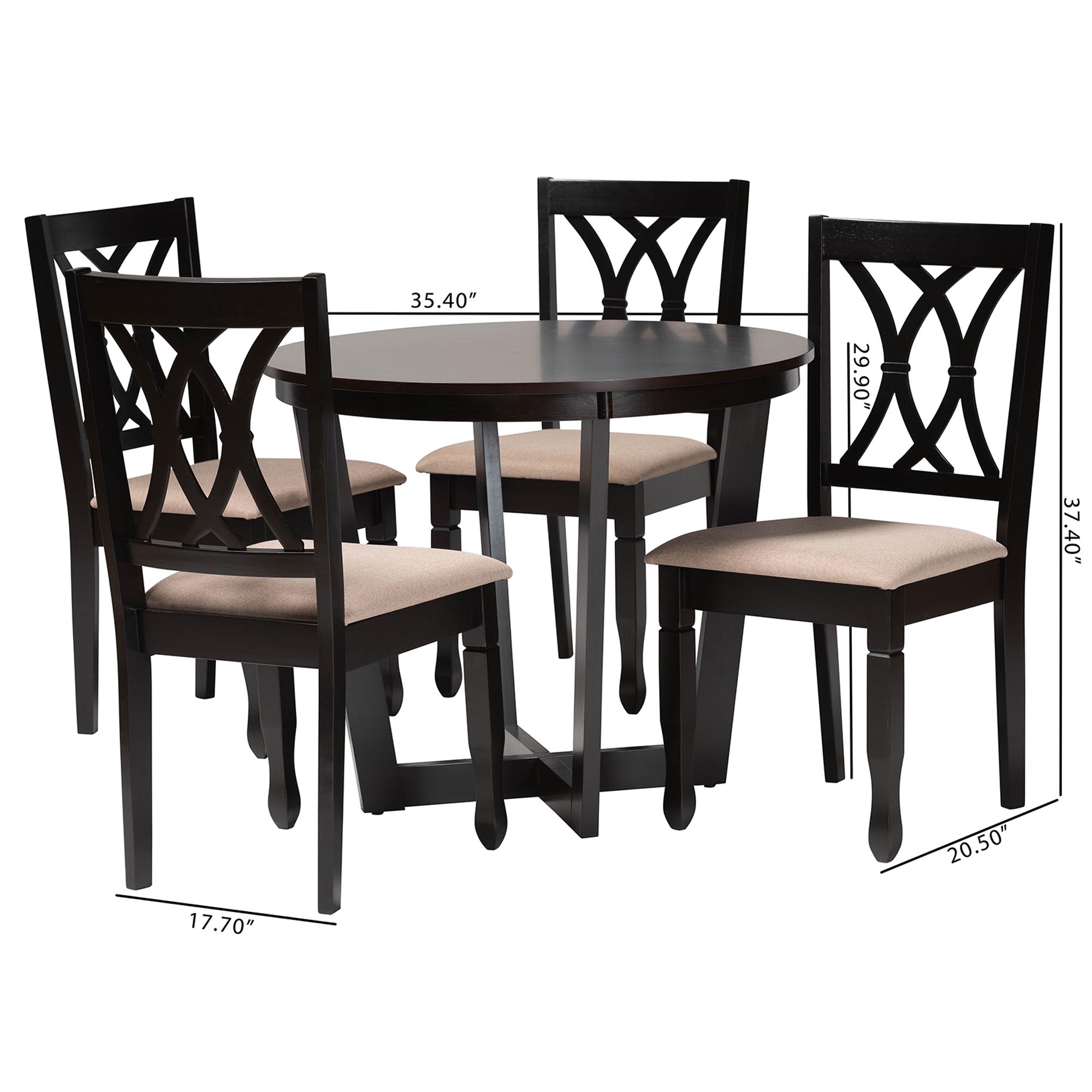 Baxton Studio Aggie Modern Sand Fabric and Dark Brown Finished Wood 5-Piece Dining Set