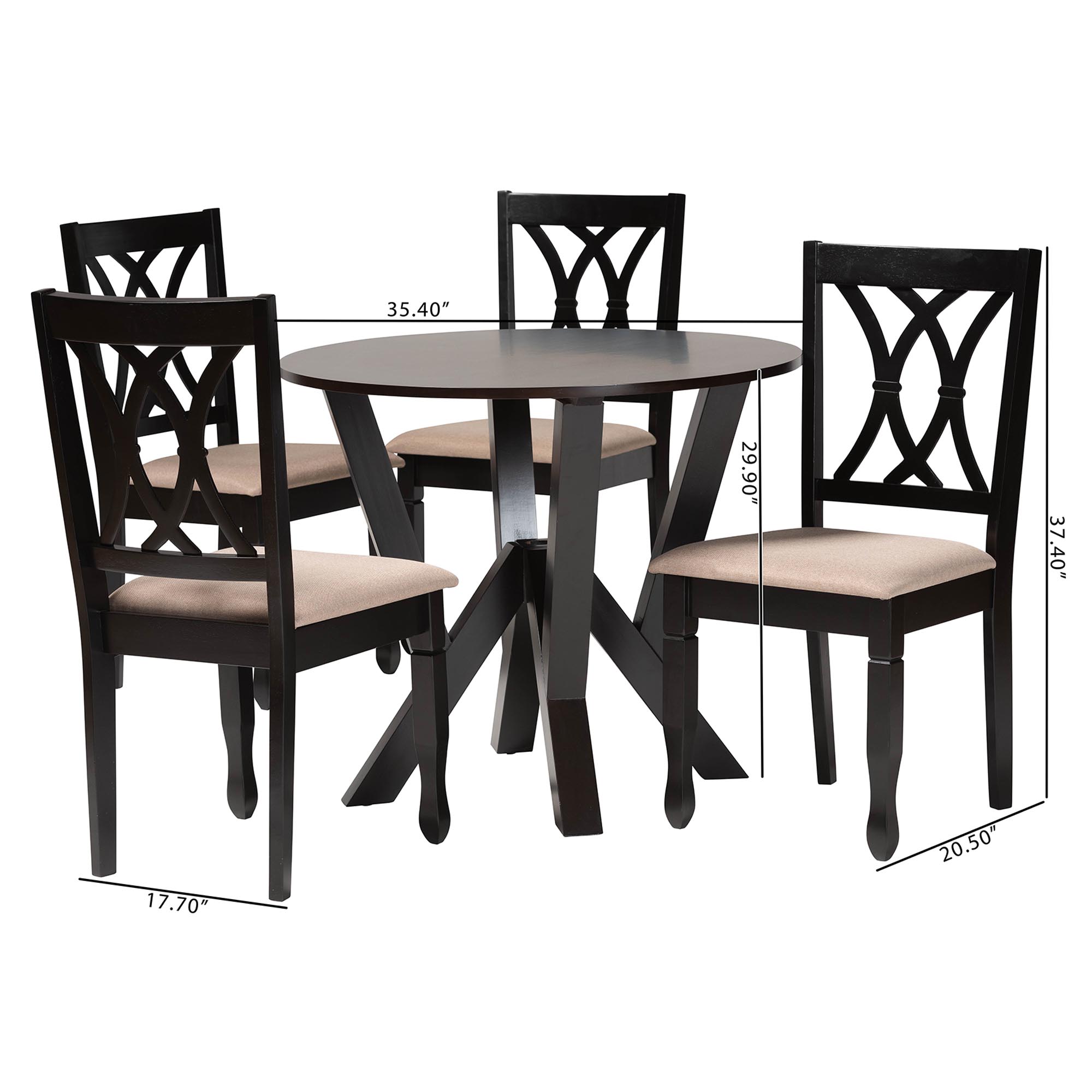 Baxton Studio Irene Modern Sand Fabric and Dark Brown Finished Wood 5-Piece Dining Set
