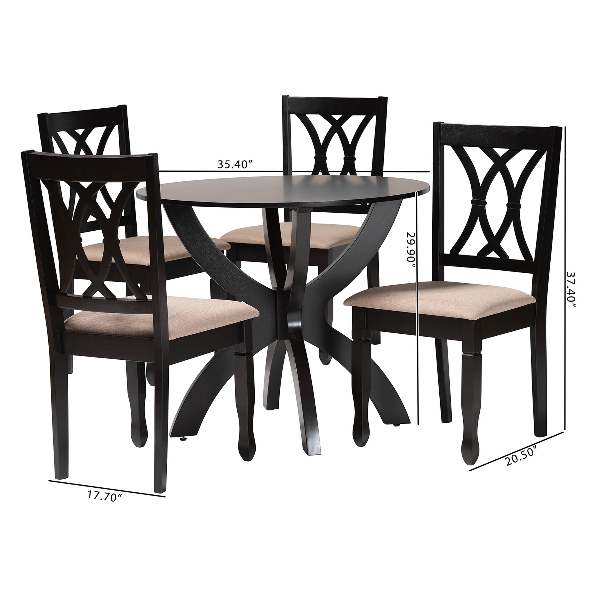 Baxton Studio April Modern Sand Fabric and Dark Brown Finished Wood 5-Piece Dining Set