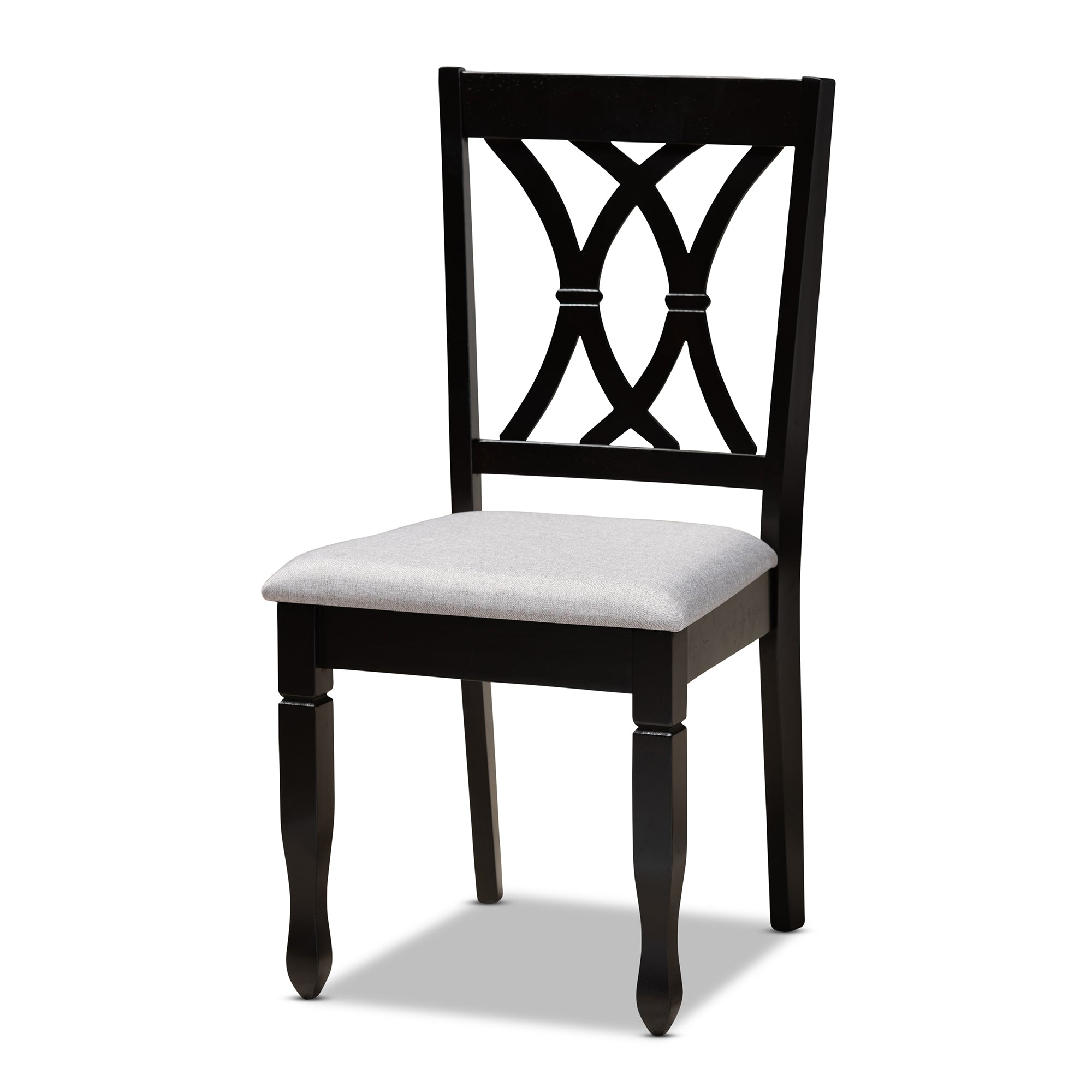 Baxton Studio Reneau Modern and Contemporary Grey Fabric Upholstered Espresso Brown Finished Wood 7-Piece Dining Set