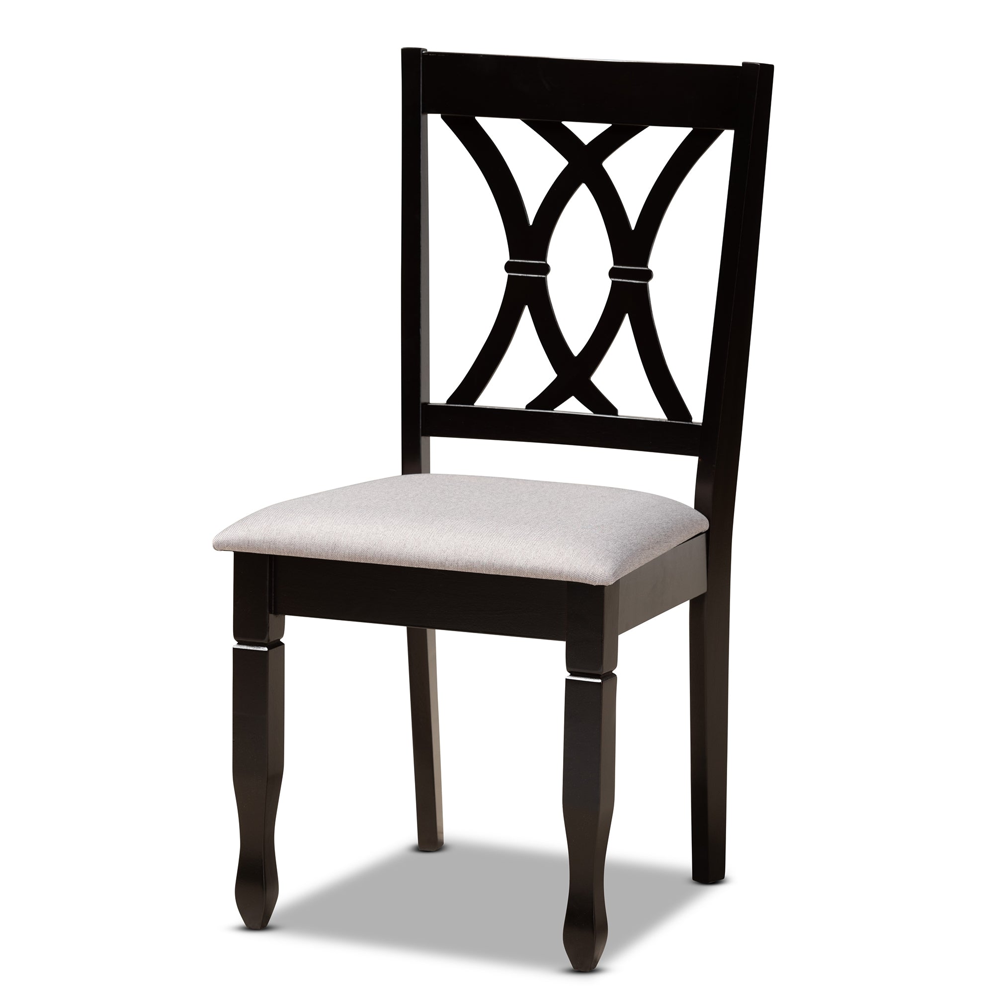 Baxton Studio Millie Modern and Contemporary Grey Fabric Upholstered and Dark Brown Finished Wood 5-Piece Dining Set