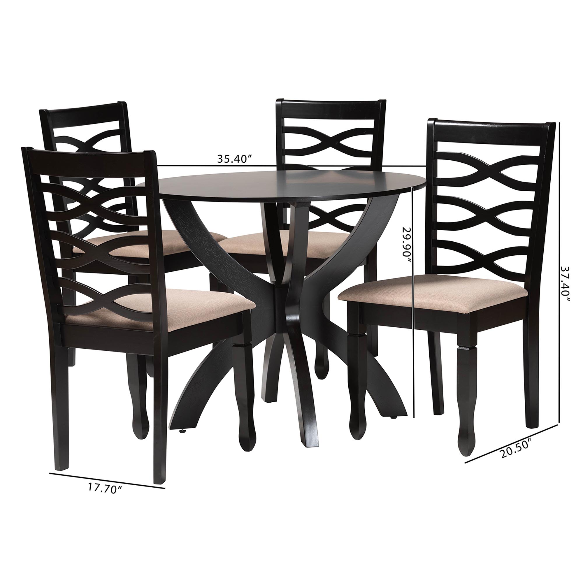 Baxton Studio Aspen Modern Sand Fabric and Dark Brown Finished Wood 5-Piece Dining Set