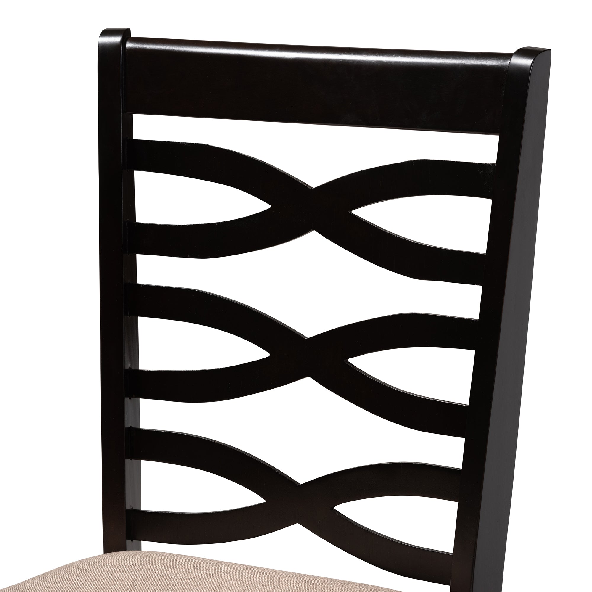 Baxton Studio Lanier Modern and Contemporary Sand Fabric Upholstered Espresso Brown Finished Wood Dining Chair Set of 4