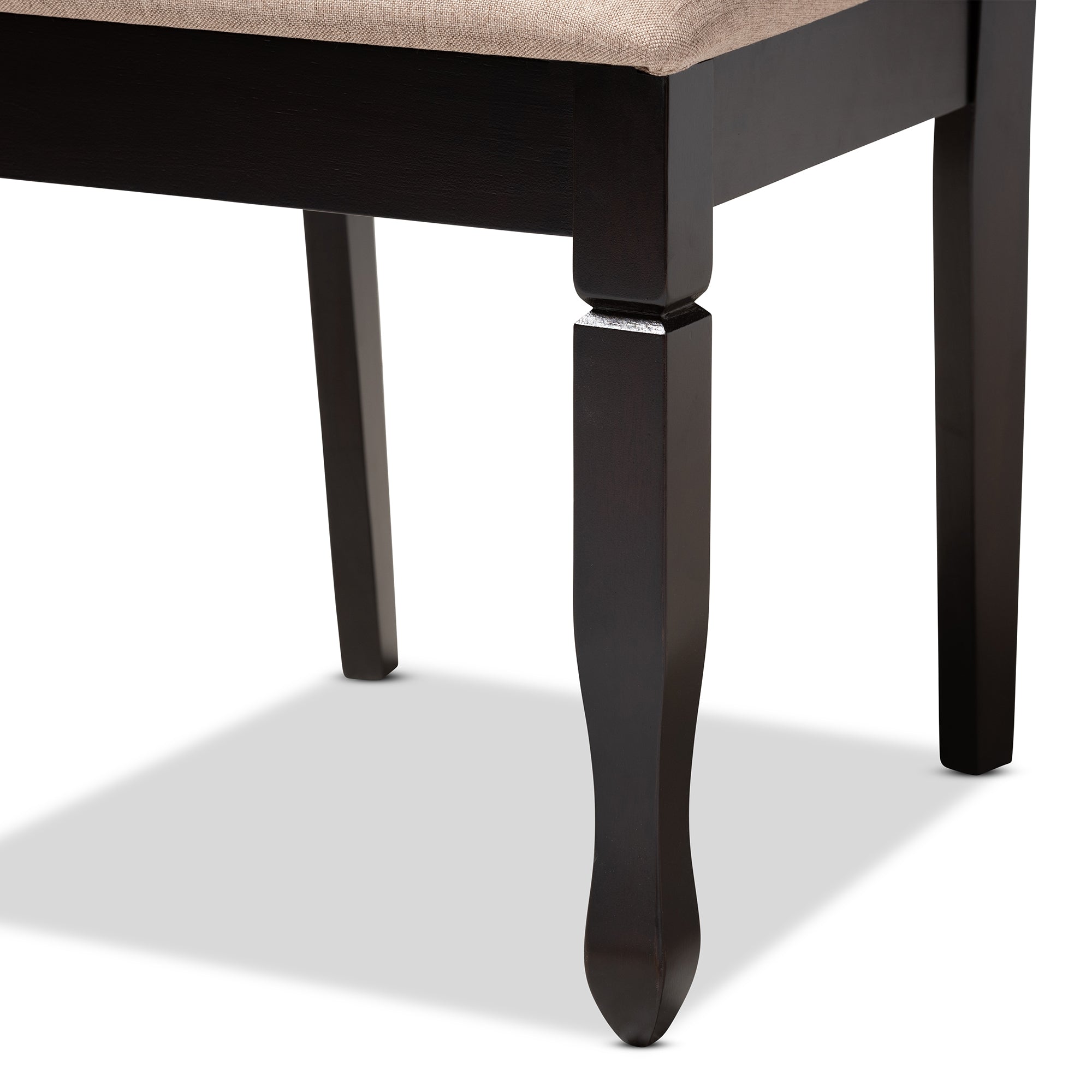 Baxton Studio Lanier Modern and Contemporary Sand Fabric Upholstered Espresso Brown Finished Wood Dining Chair Set of 4