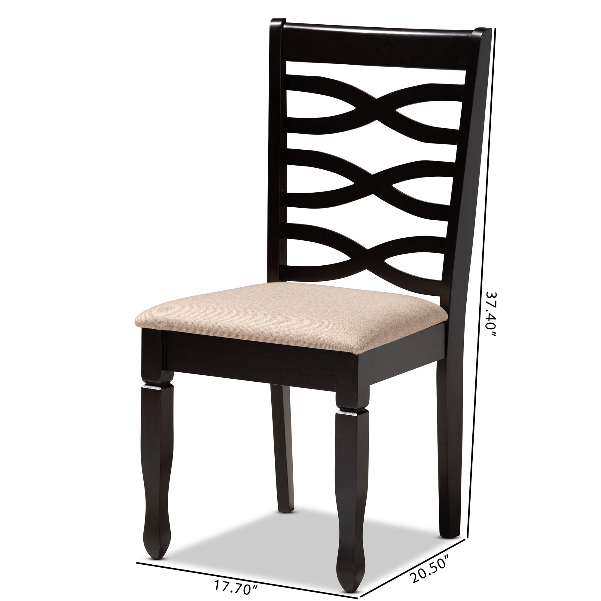 Baxton Studio Lanier Modern and Contemporary Sand Fabric Upholstered Espresso Brown Finished Wood Dining Chair Set of 4
