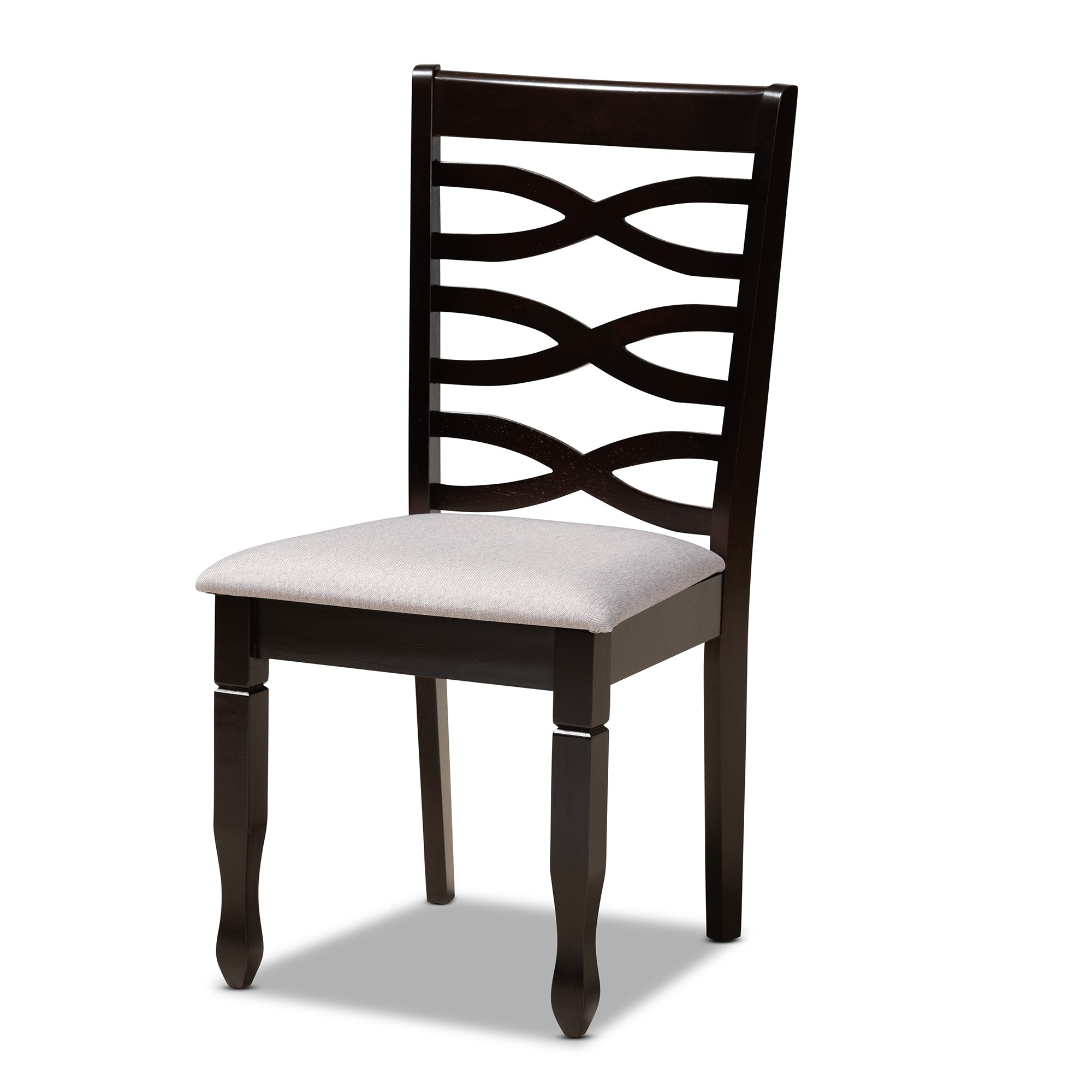 Baxton Studio Leda Modern and Contemporary Grey Fabric Upholstered and Dark Brown Finished Wood 5-Piece Dining Set