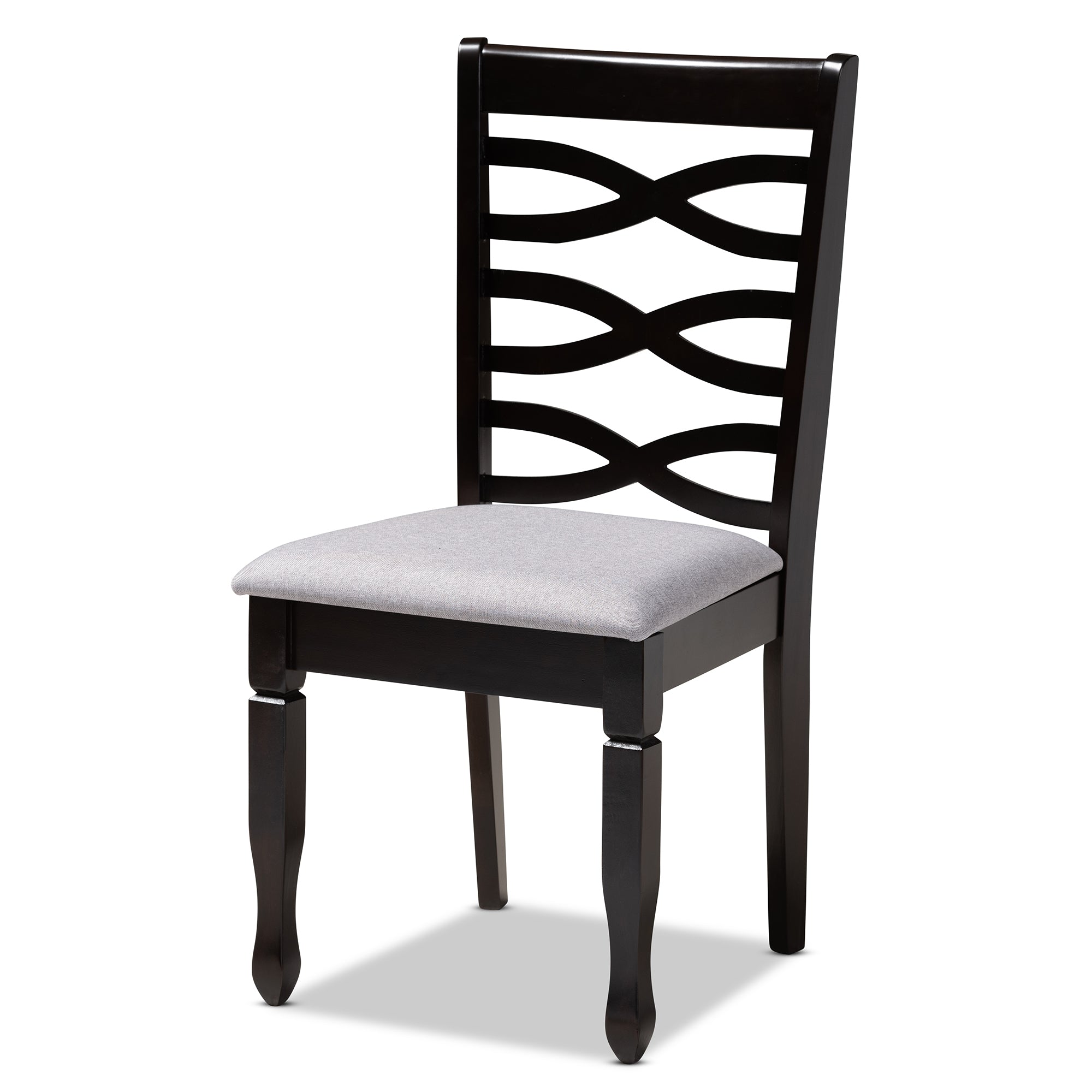 Baxton Studio Lanier Modern and Contemporary Gray Fabric Upholstered Espresso Brown Finished Wood Dining Chair Set of 4