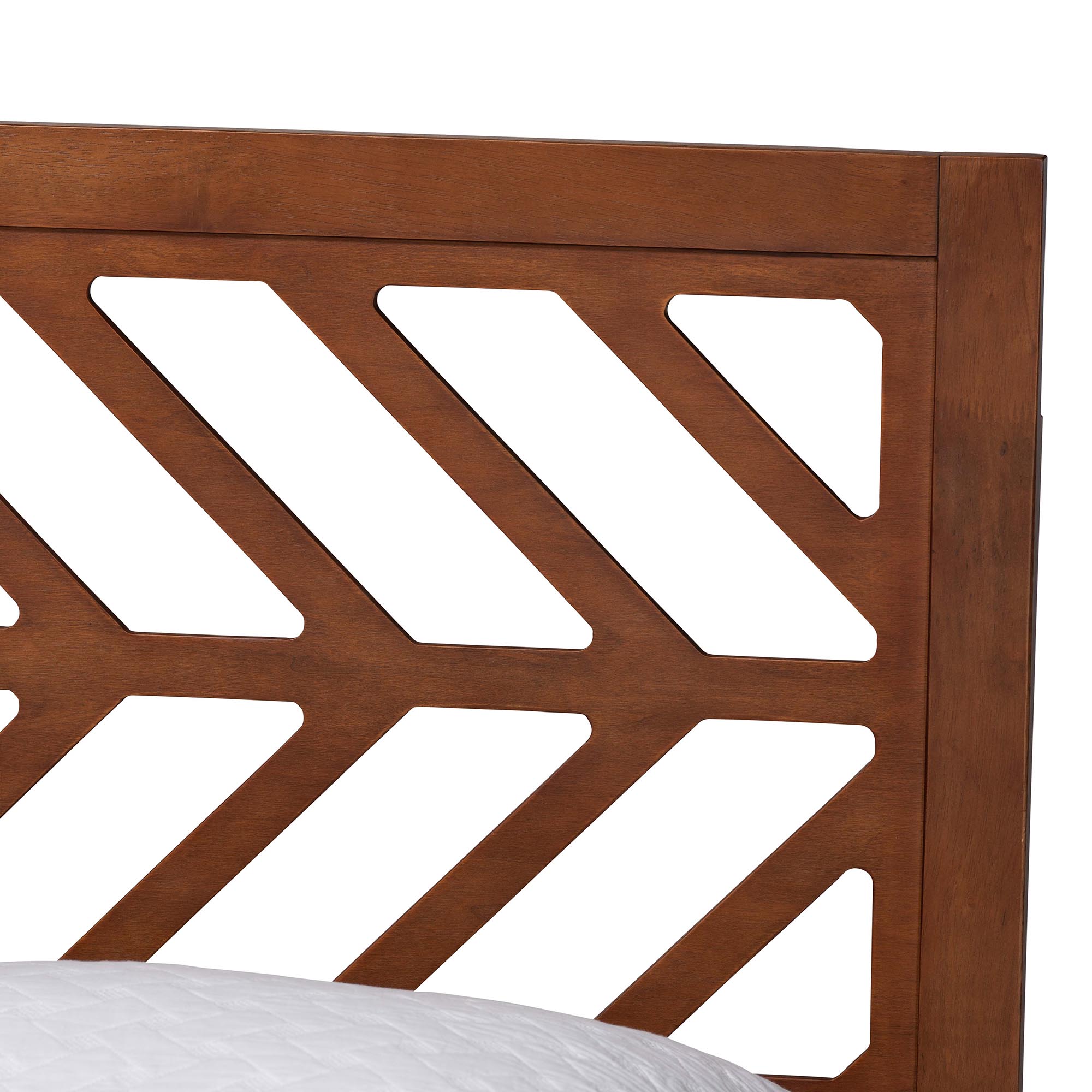 Baxton Studio Chinedu Platform Bed - Mid-Century Modern Bed with Cutout Headboard and Rounded Legs for Modern or Boho Bedrooms, Queen