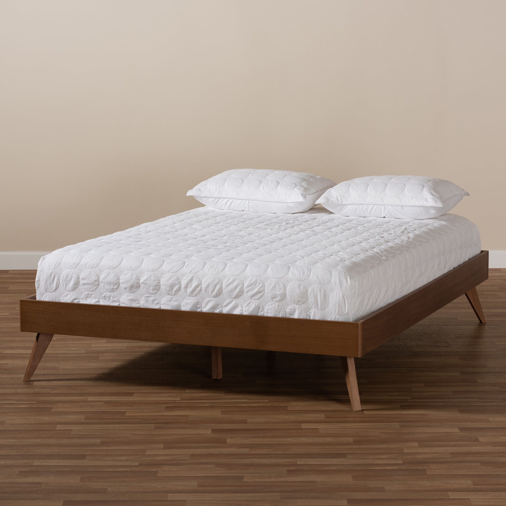 Baxton Studio Lissette Mid-Century Modern Walnut Brown Finished Wood Full Size Platform Bed Frame