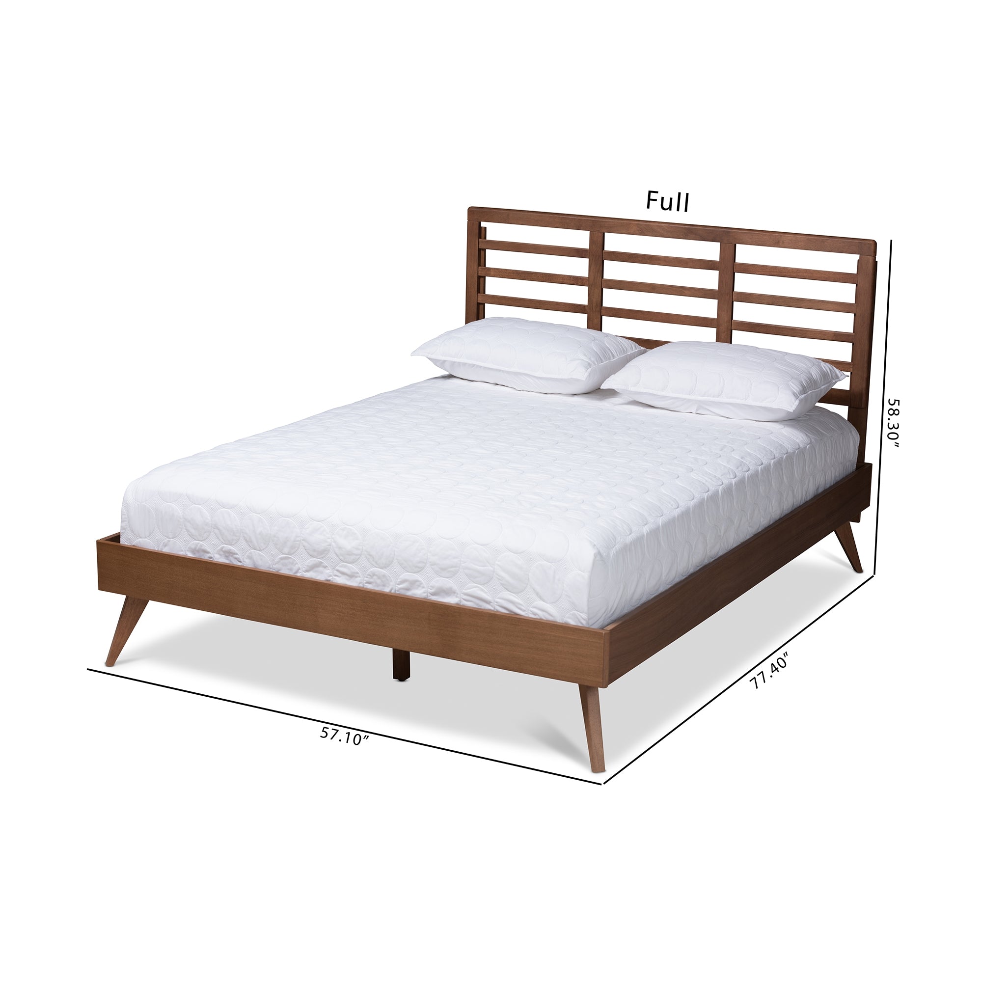 Baxton Studio Calisto Mid-Century Modern Walnut Brown Finished Wood Full Size Platform Bed