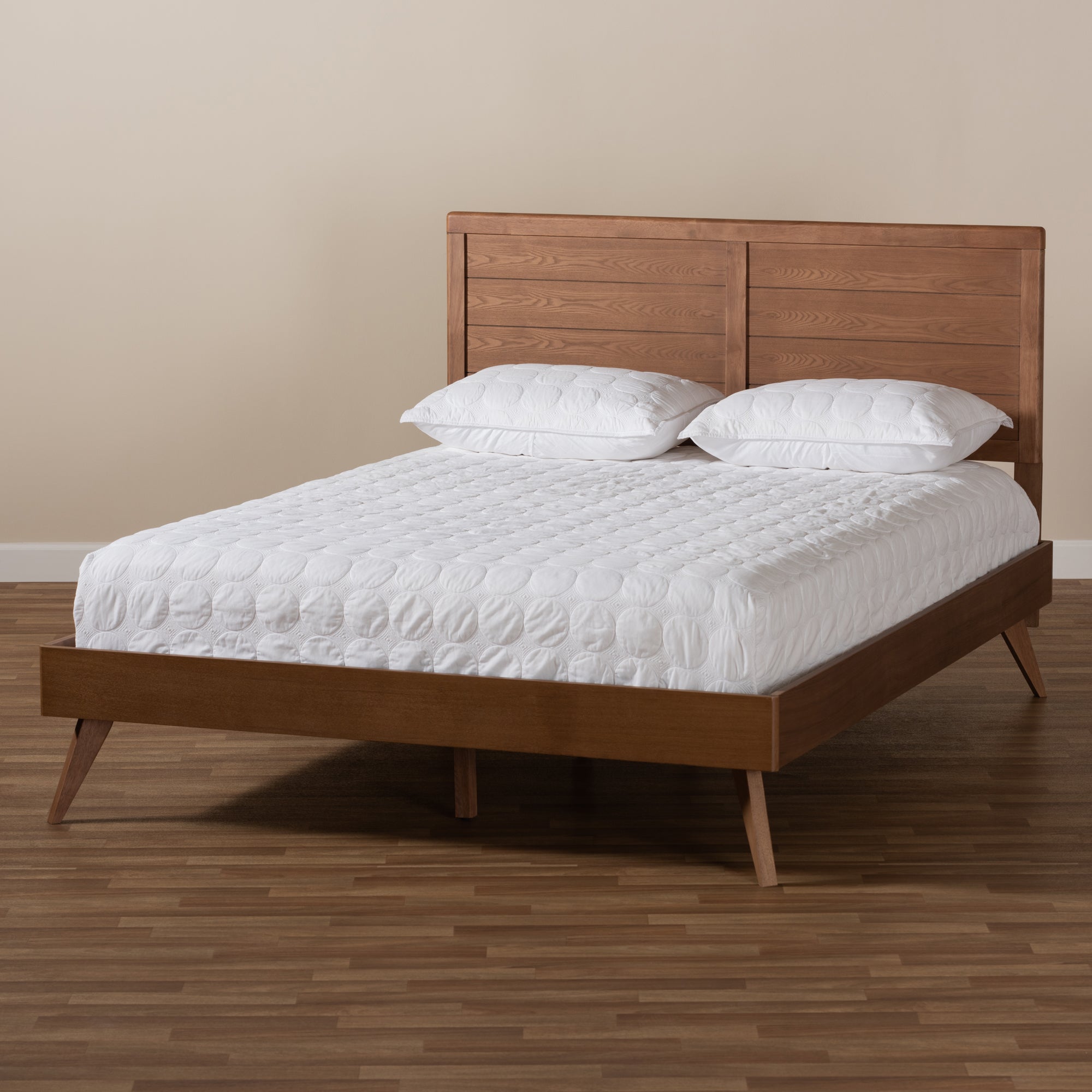 Baxton Studio Artemis Mid-Century Modern Walnut Brown Finished Wood Full Size Platform Bed