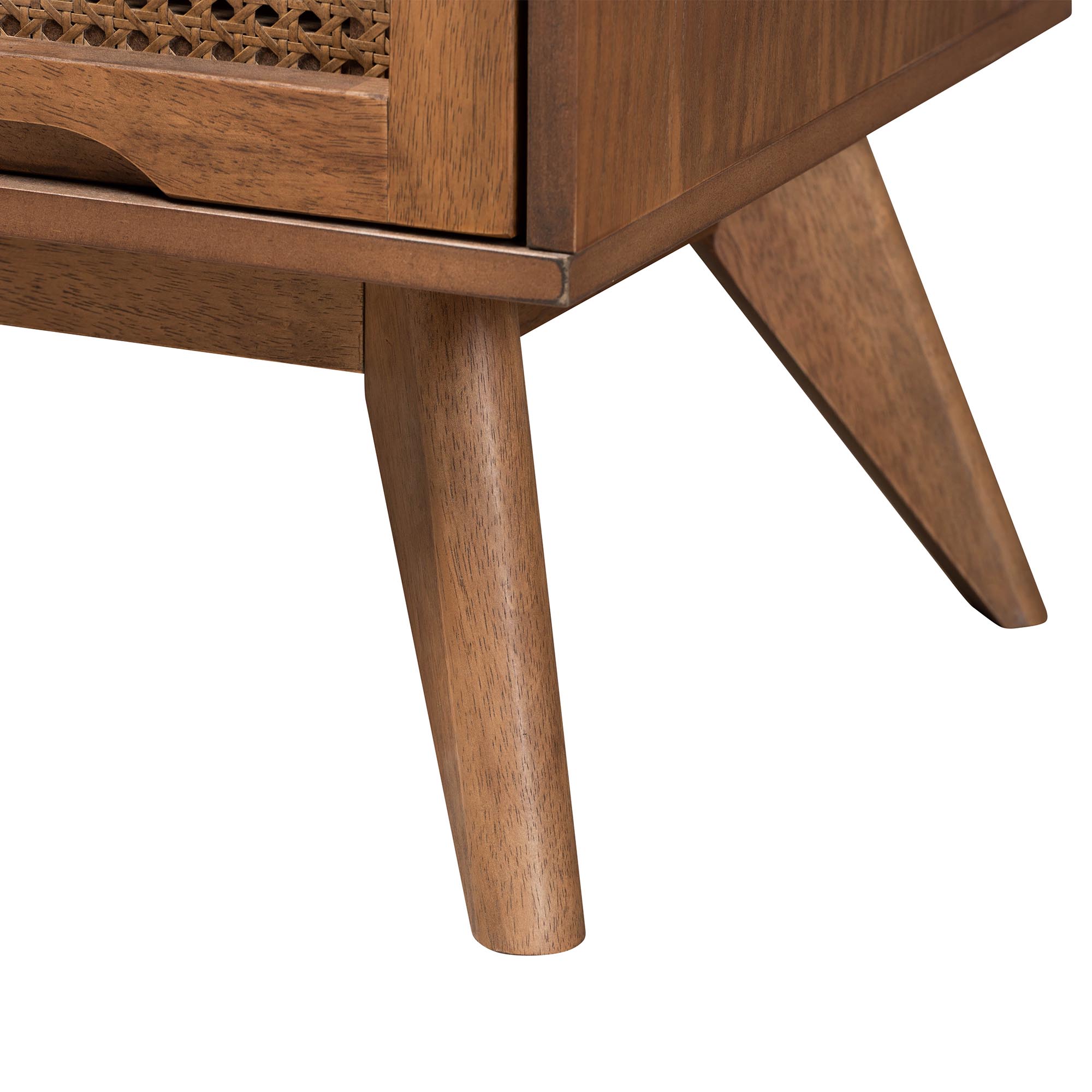 Baxton Studio Demeter Mid-Century Modern Walnut Brown Finished Wood Full Size 5-Piece Bedroom Set