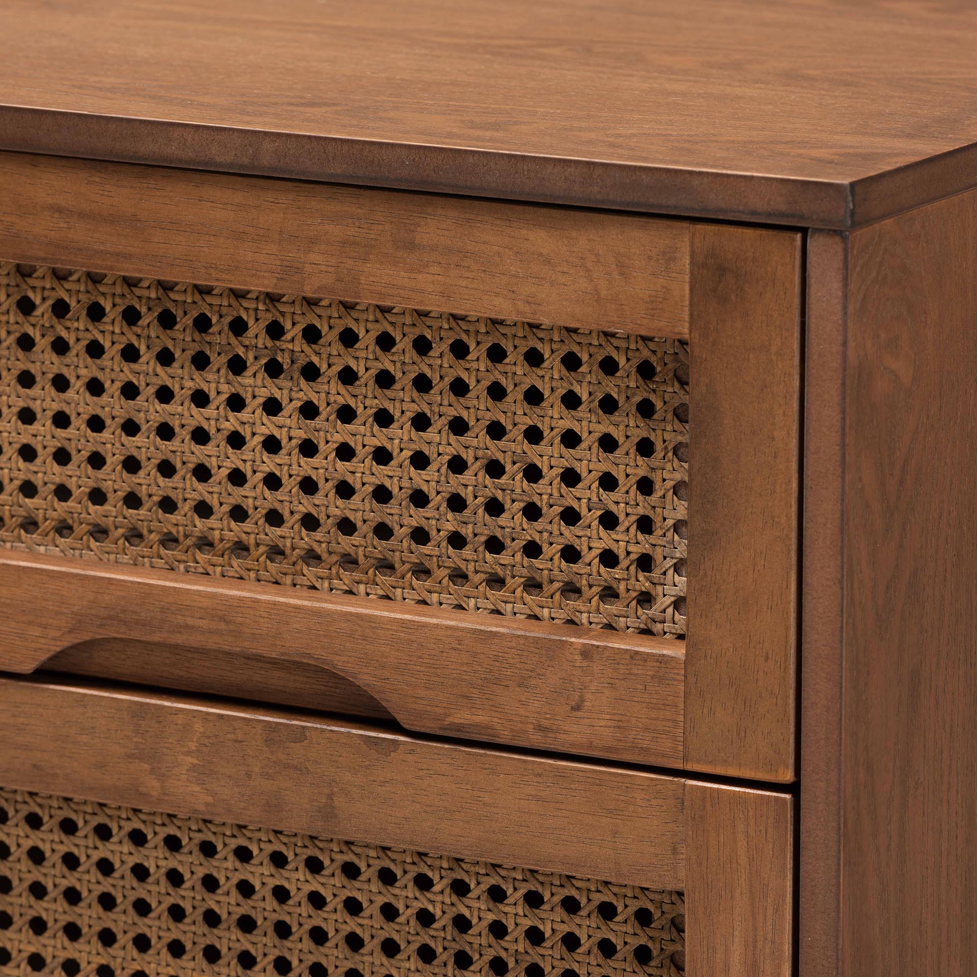 Baxton Studio Demeter Mid-Century Modern Walnut Brown Finished Wood King Size 3-Piece Bedroom Set