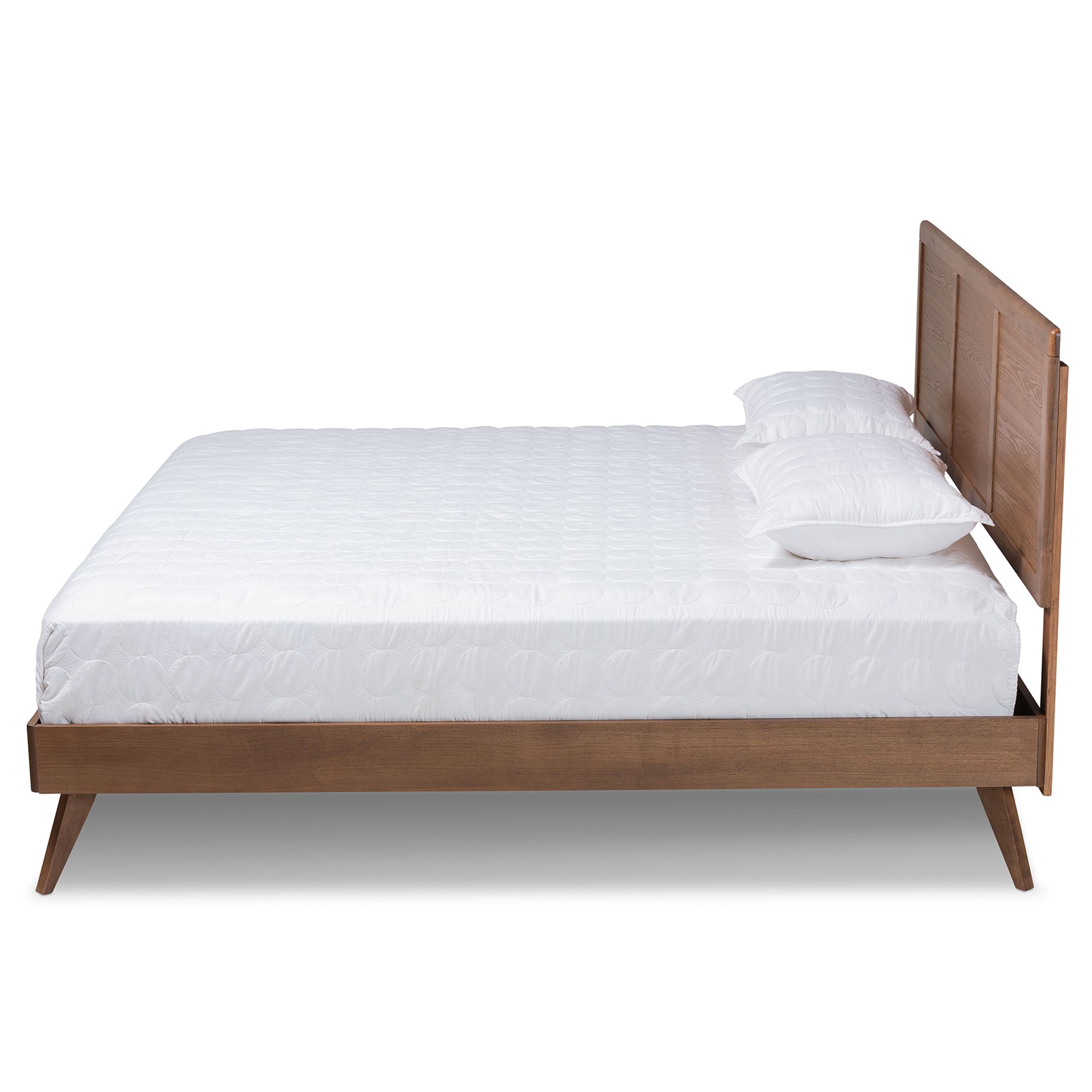 Baxton Studio Zenon Mid-Century Modern Walnut Brown Finished Wood King Size Platform Bed