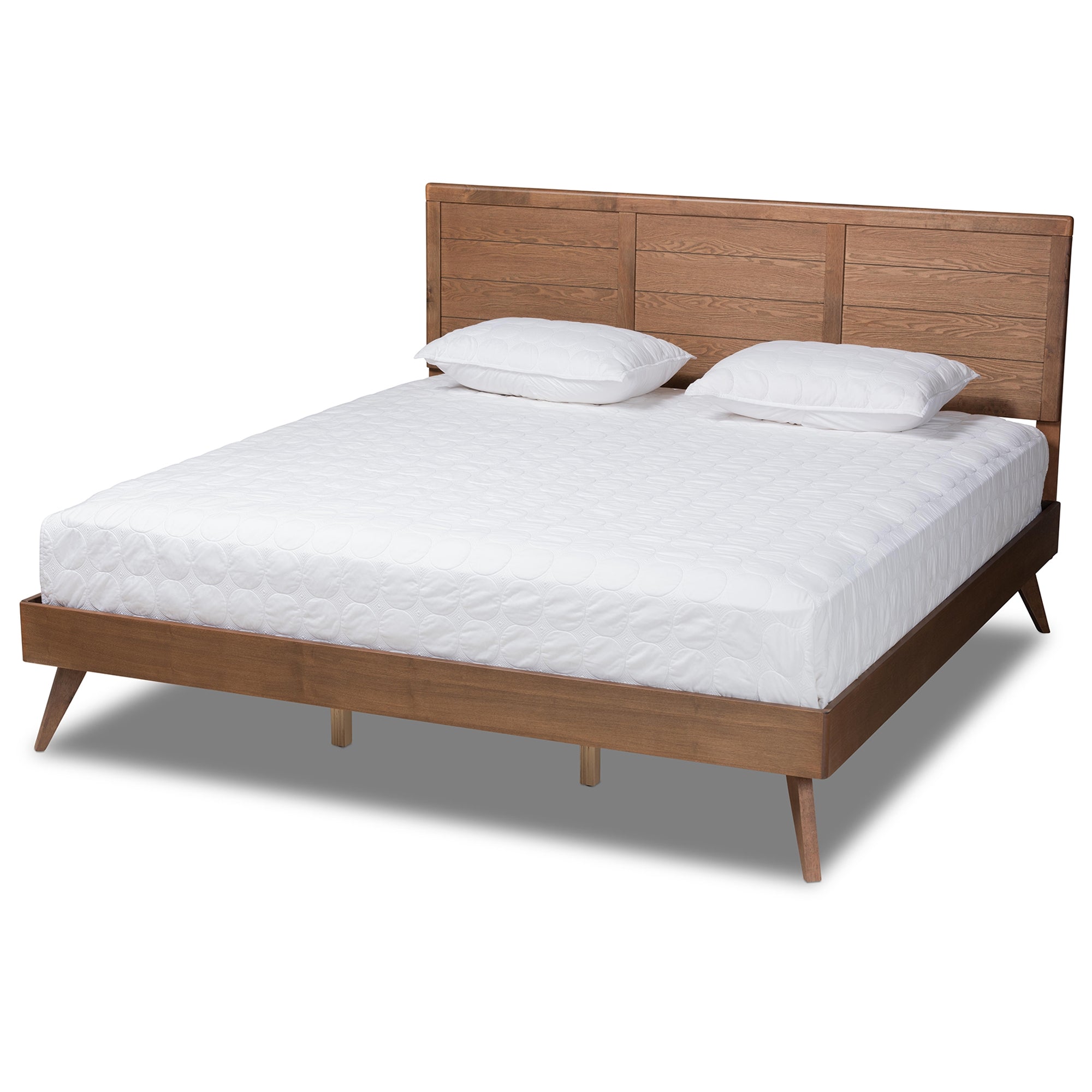 Baxton Studio Artemis Mid-Century Modern Walnut Brown Finished Wood King Size Platform Bed