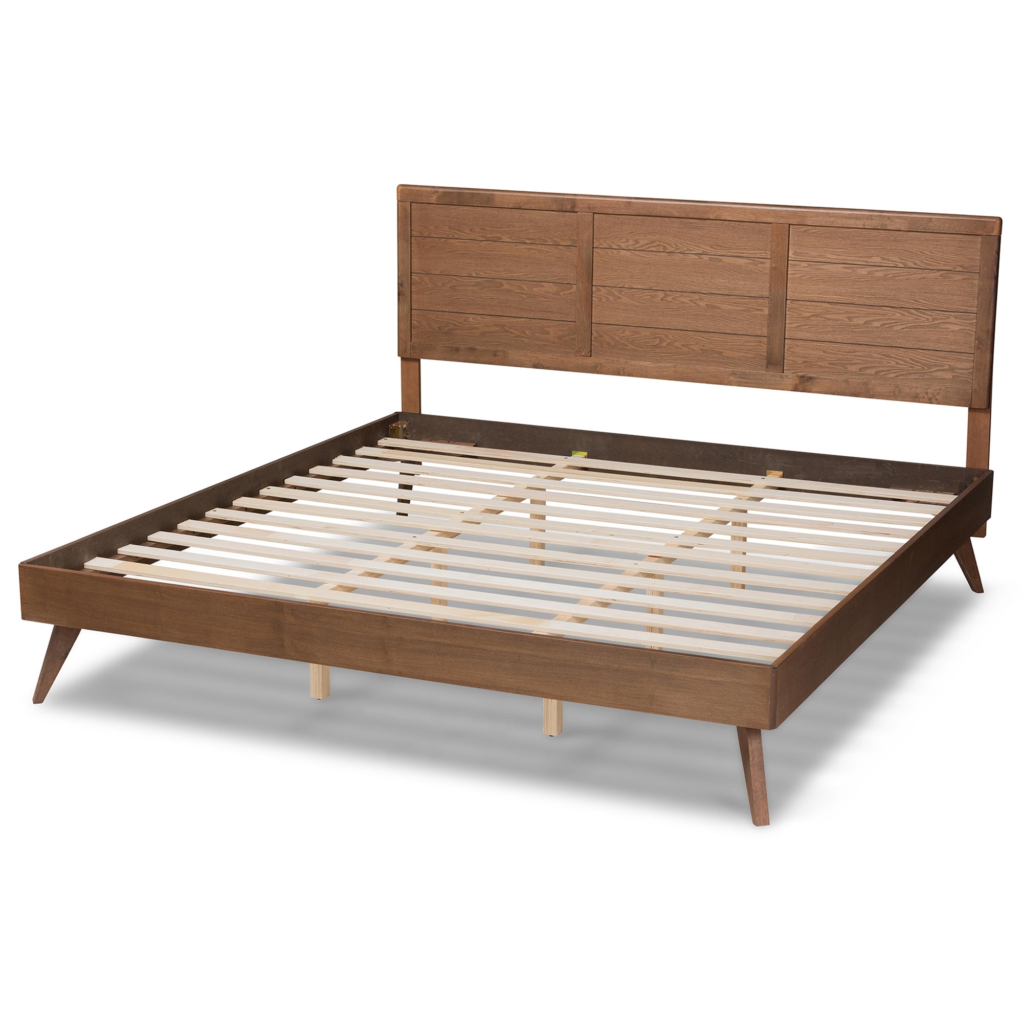 Baxton Studio Artemis Mid-Century Modern Walnut Brown Finished Wood King Size Platform Bed