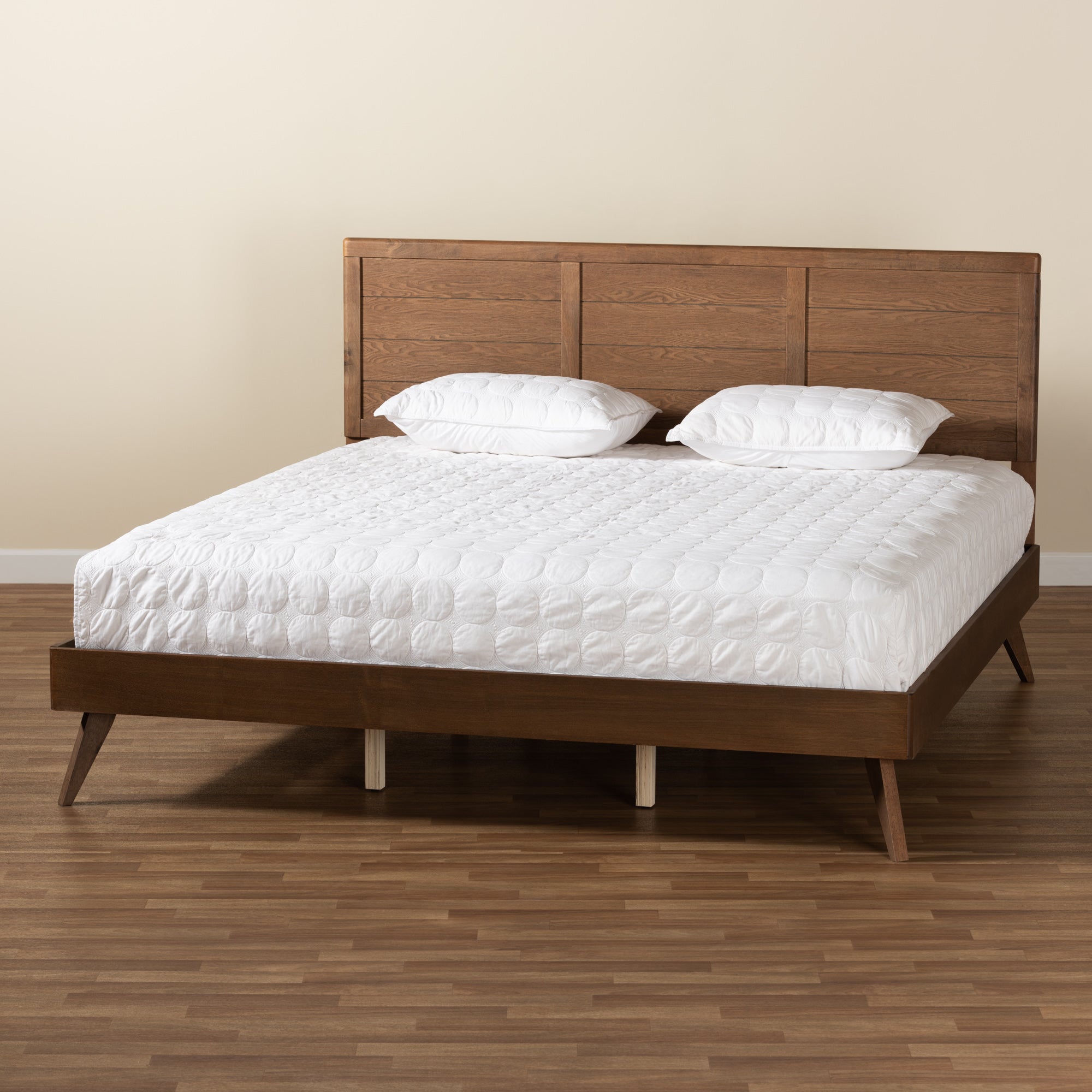 Baxton Studio Artemis Mid-Century Modern Walnut Brown Finished Wood King Size Platform Bed