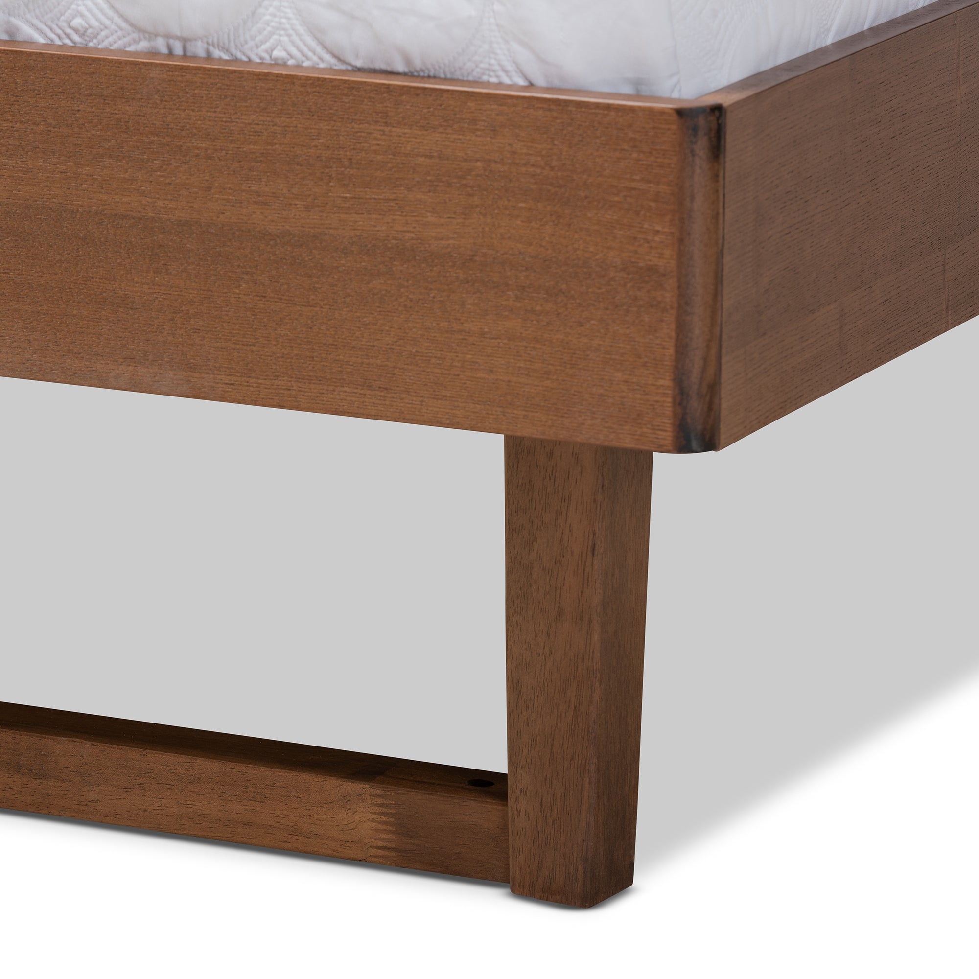 Baxton Studio Viviana Modern and Contemporary Light Grey Fabric Upholstered and Ash Walnut Finished Wood Queen Size Platform Bed