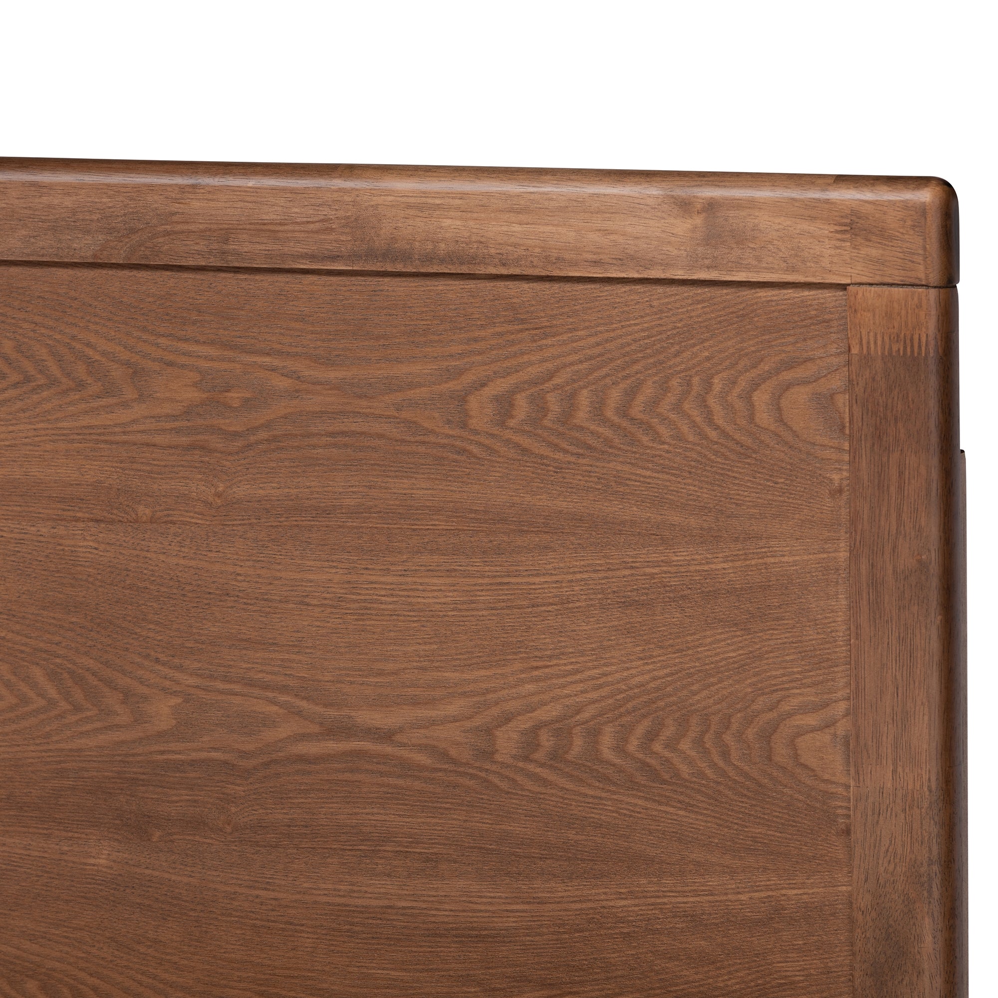 Baxton Studio Allegra Mid-Century Modern Dark Grey Fabric Upholstered and Ash Walnut Brown Finished Wood Queen Size Platform Bed