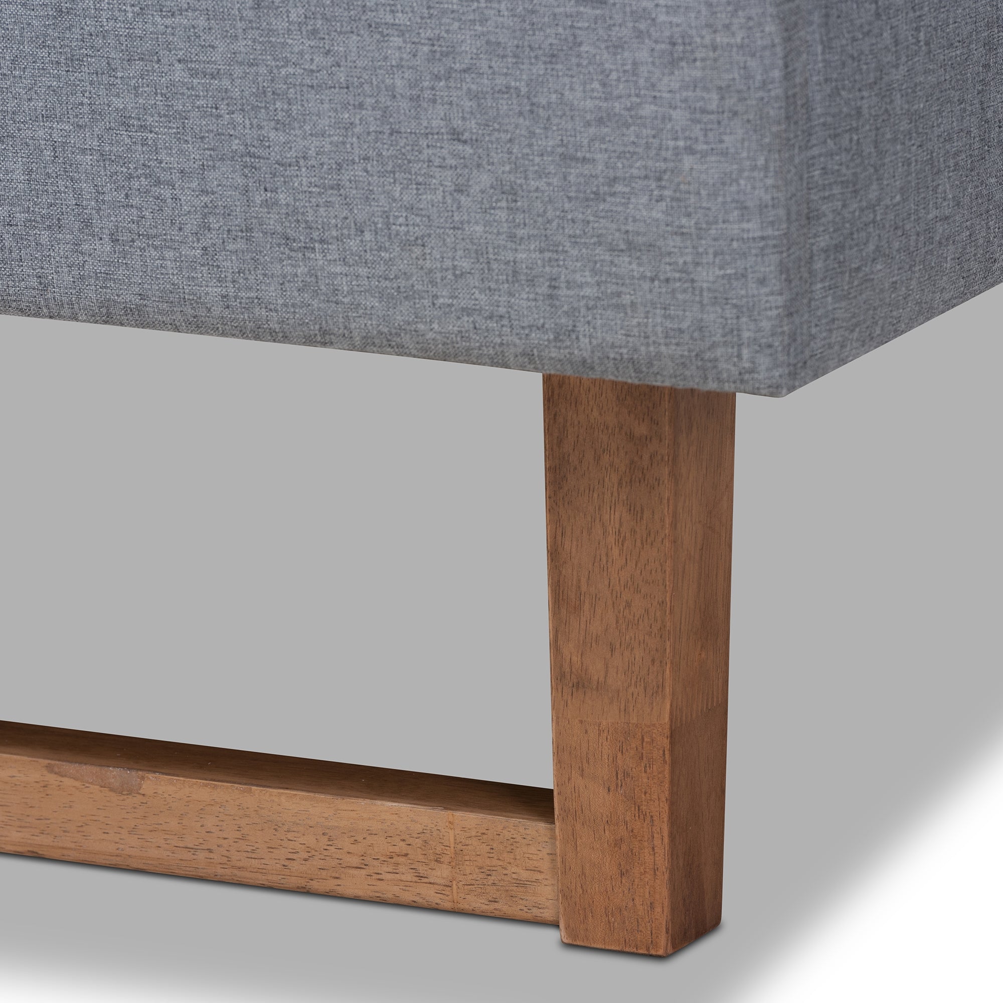 Baxton Studio Gabriela Rustic Modern Dark Grey Fabric Upholstered and Ash Walnut Brown Finished Wood Queen Size Platform Bed