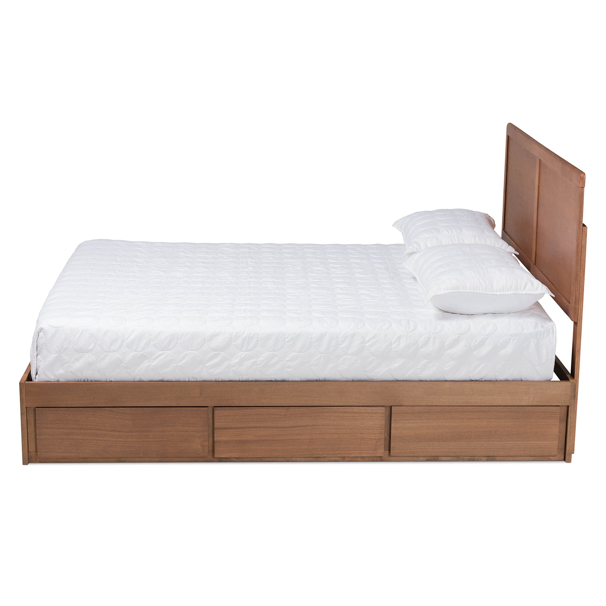 Baxton Studio Aras Modern and Contemporary Transitional Ash Walnut Brown Finished Wood Full Size 3-Drawer Platform Storage Bed