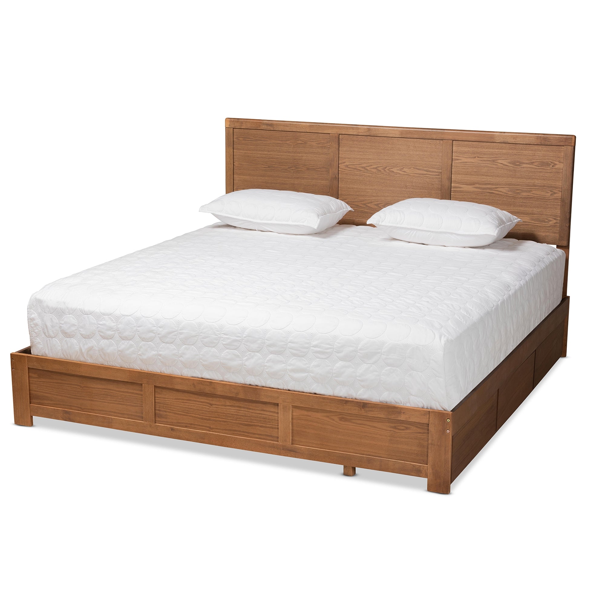 Baxton Studio Aras Modern and Contemporary Transitional Ash Walnut Brown Finished Wood King Size 3-Drawer Platform Storage Bed