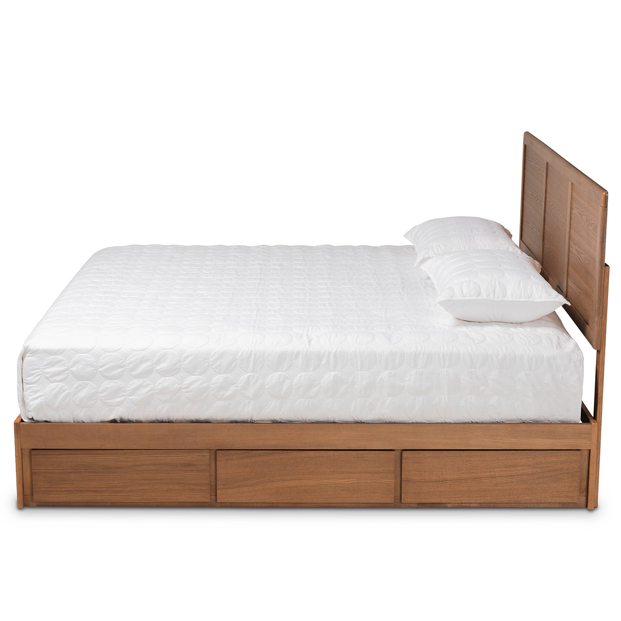 Baxton Studio Aras Modern and Contemporary Transitional Ash Walnut Brown Finished Wood King Size 3-Drawer Platform Storage Bed