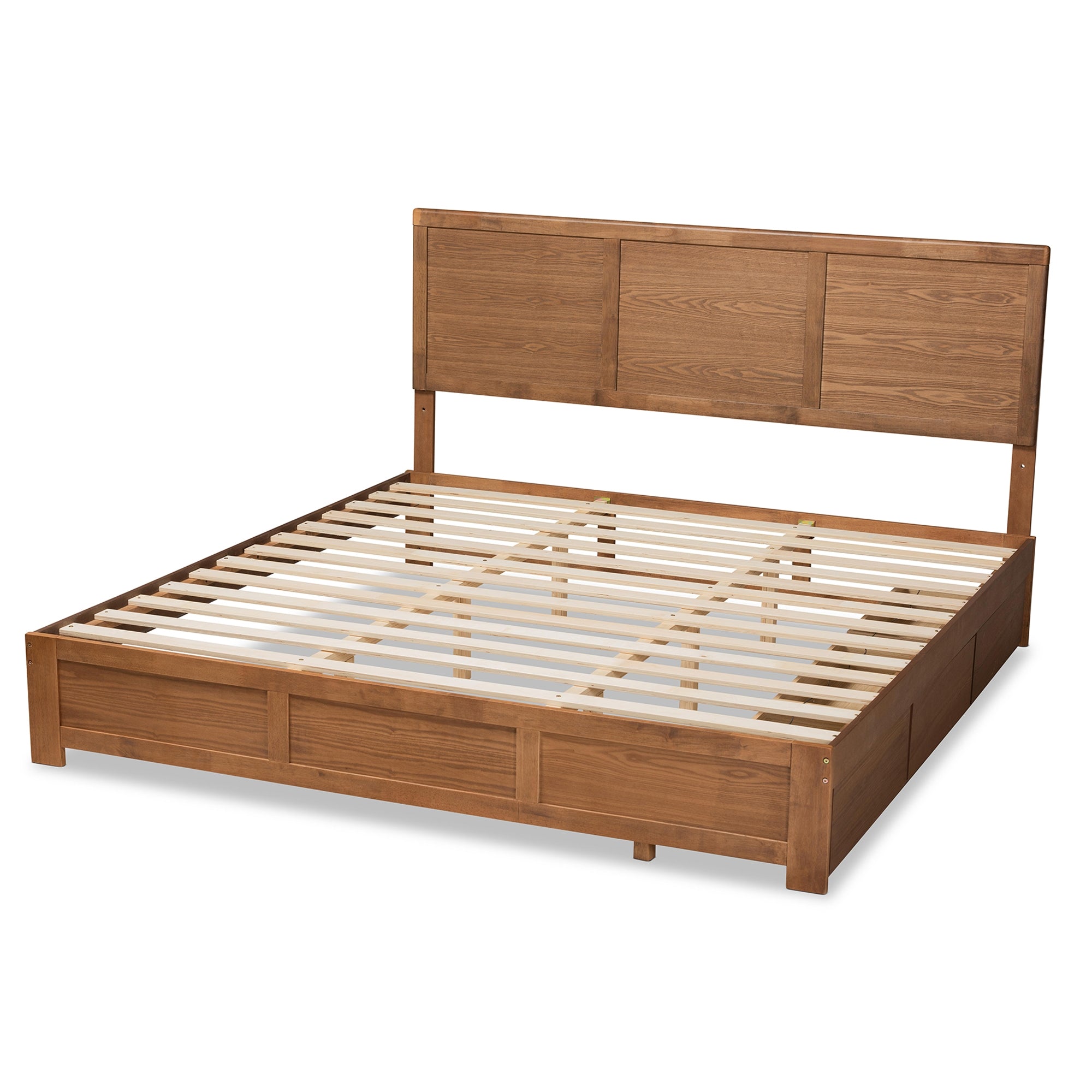 Baxton Studio Aras Modern and Contemporary Transitional Ash Walnut Brown Finished Wood King Size 3-Drawer Platform Storage Bed