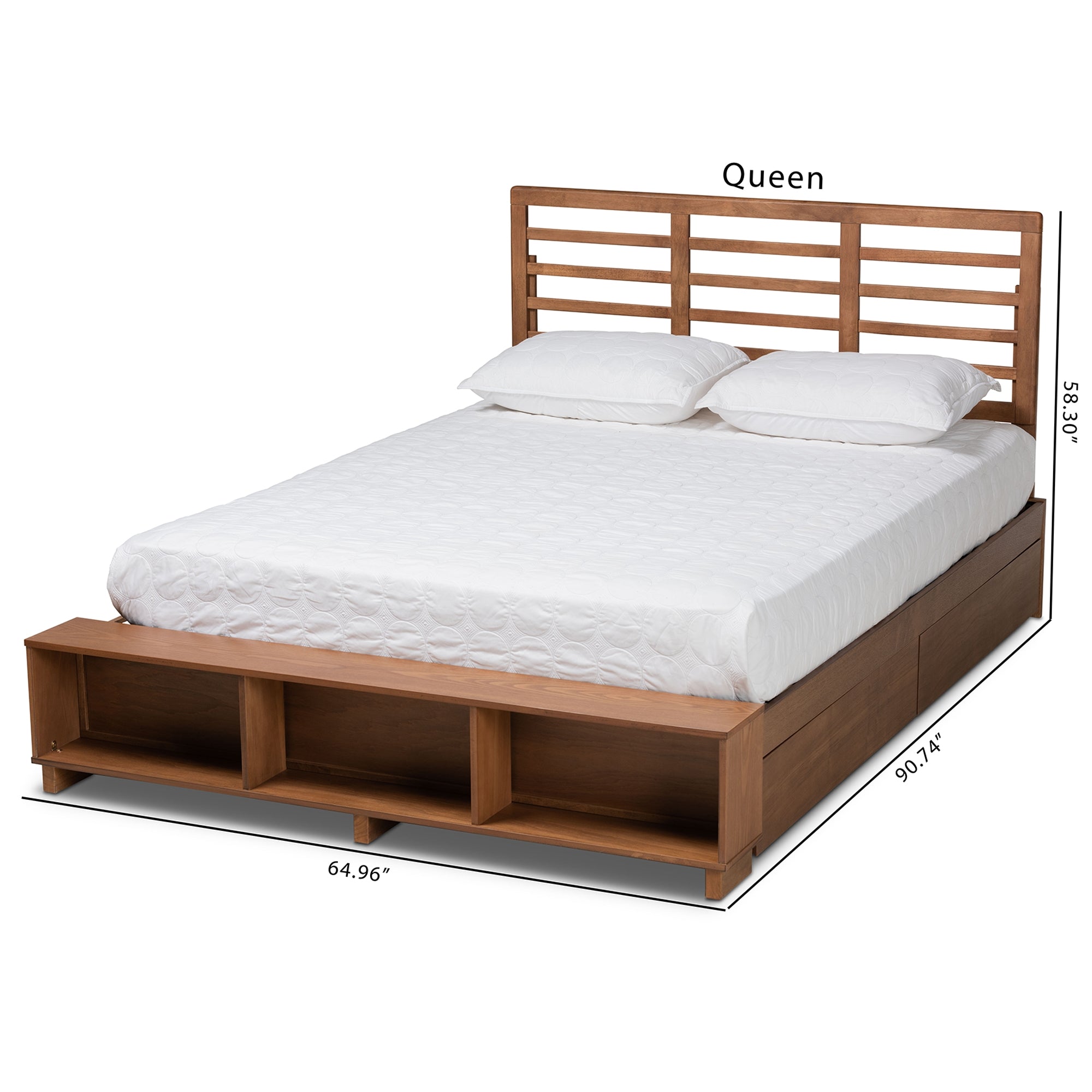 Baxton Studio Milana Modern Transitional Ash Walnut Brown Finished Wood 4-Drawer Queen Size Platform Storage Bed