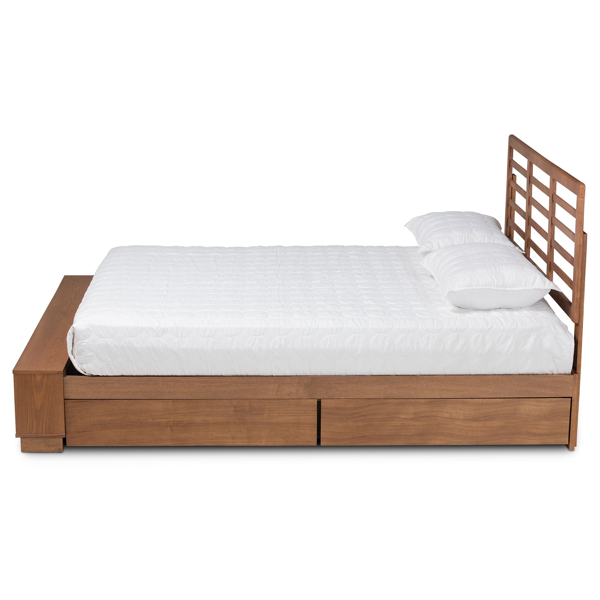 Baxton Studio Milana Modern Transitional Ash Walnut Brown Finished Wood 4-Drawer King Size Platform Storage Bed
