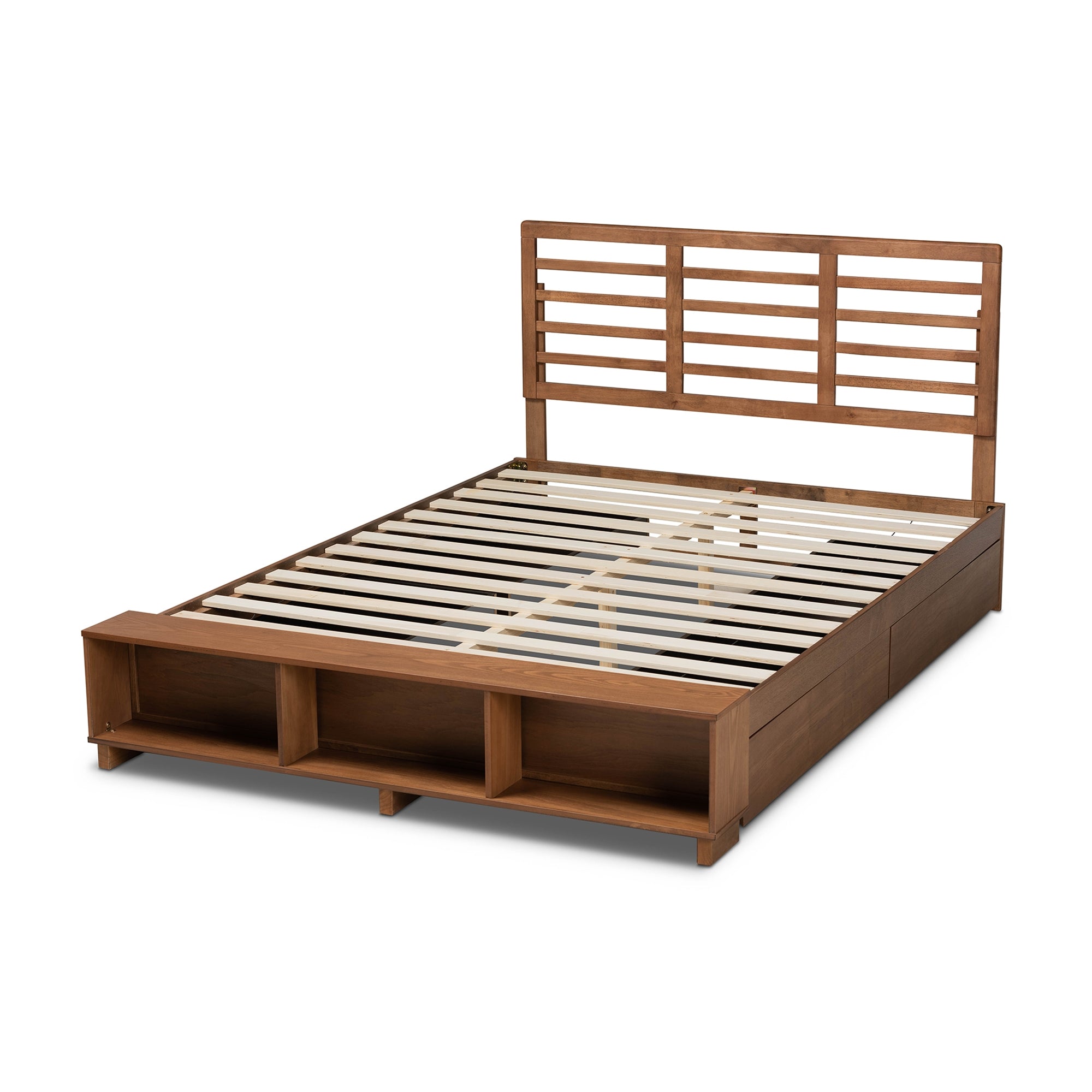 Baxton Studio Milana Modern Transitional Ash Walnut Brown Finished Wood 4-Drawer Queen Size Platform Storage Bed